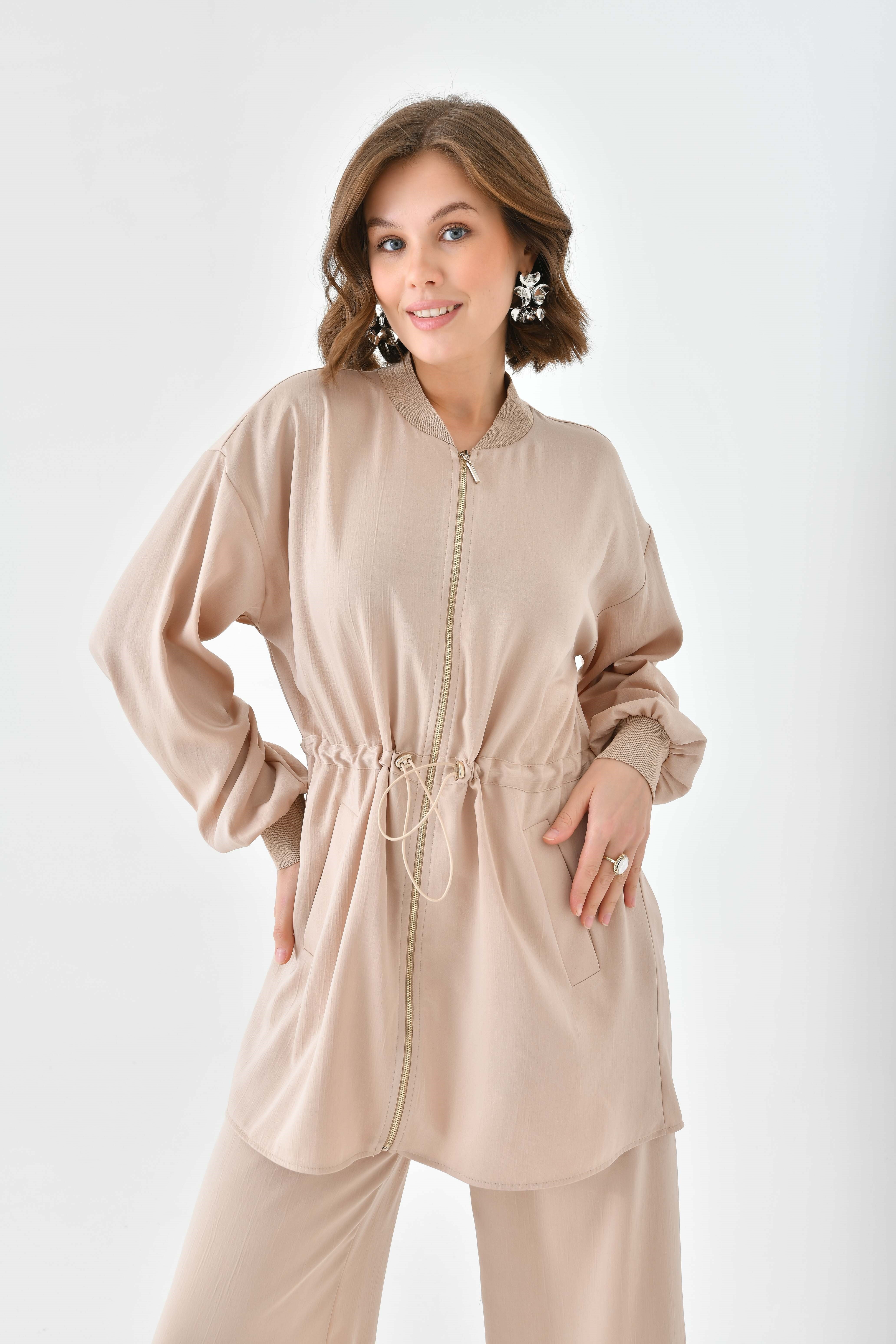Firoy Kadın Ribana Modal Takım  Beige