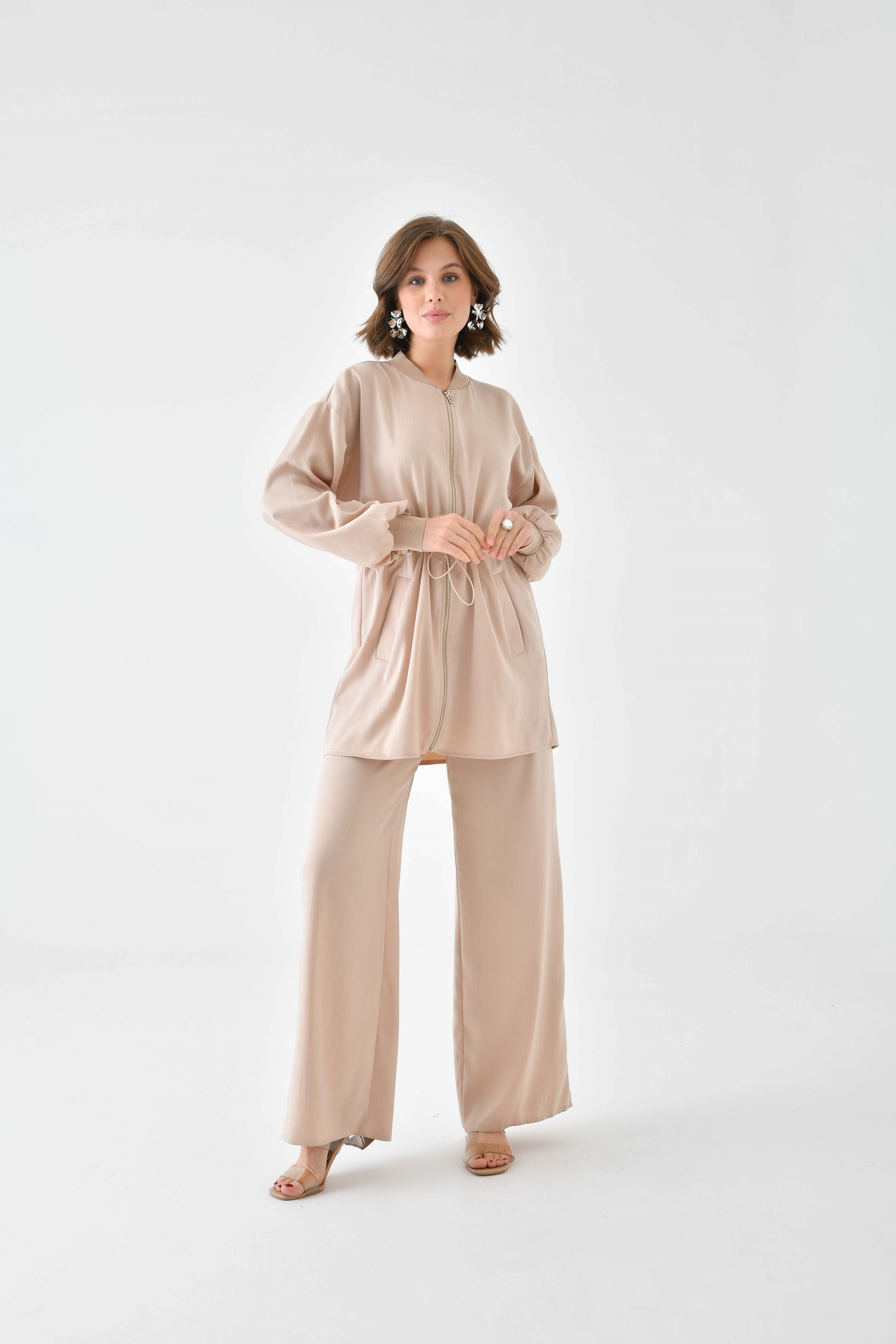 Firoy Kadın Ribana Modal Takım  Beige