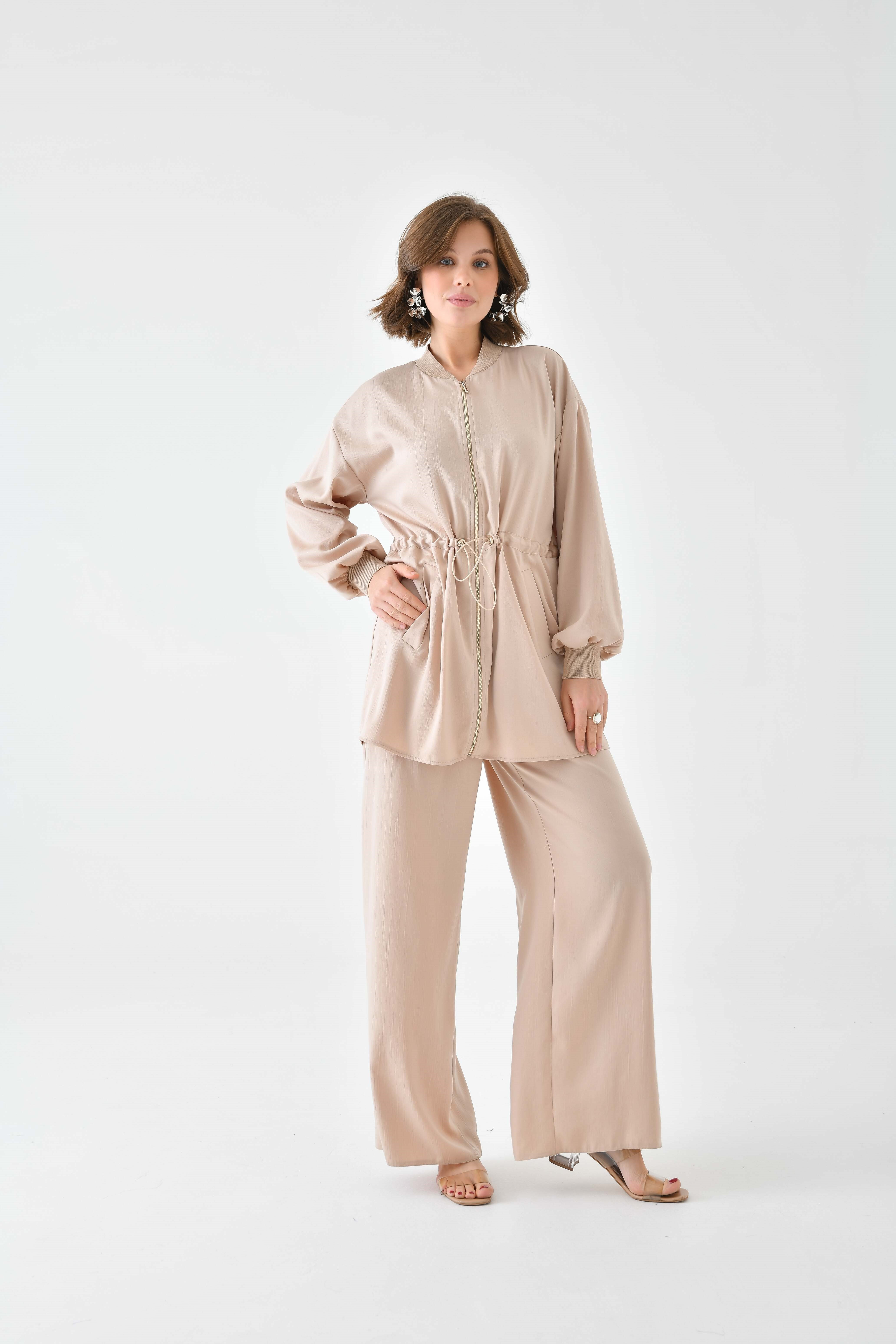 Firoy Kadın Ribana Modal Takım  Beige