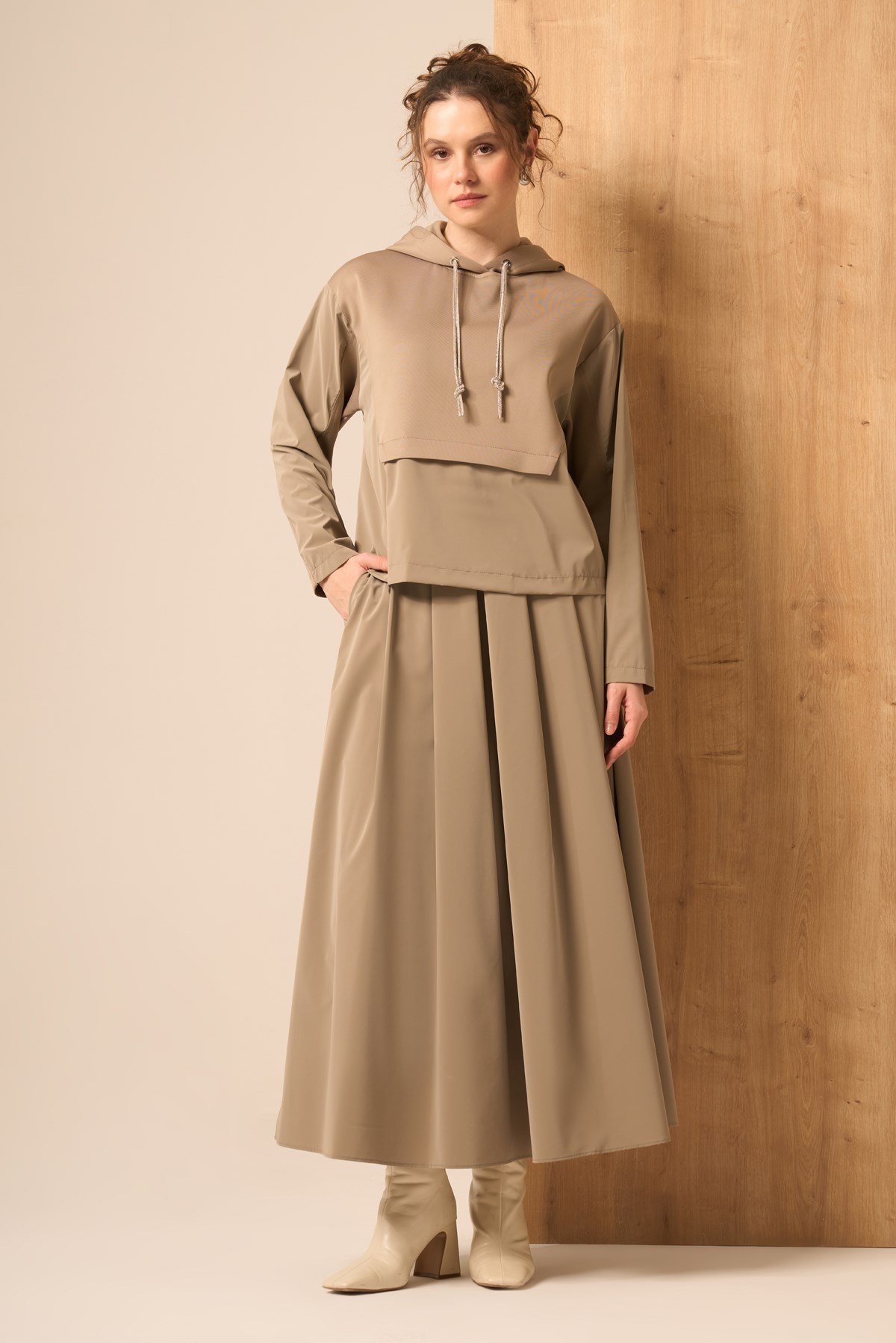 Firoy Kadın Scuba Spandex Takım  Beige