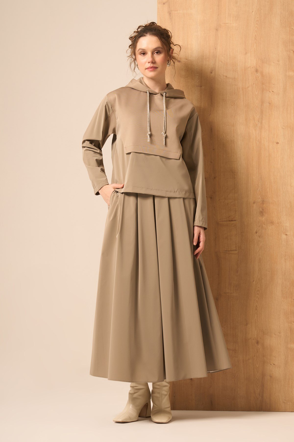 Firoy Kadın Scuba Spandex Takım  Beige