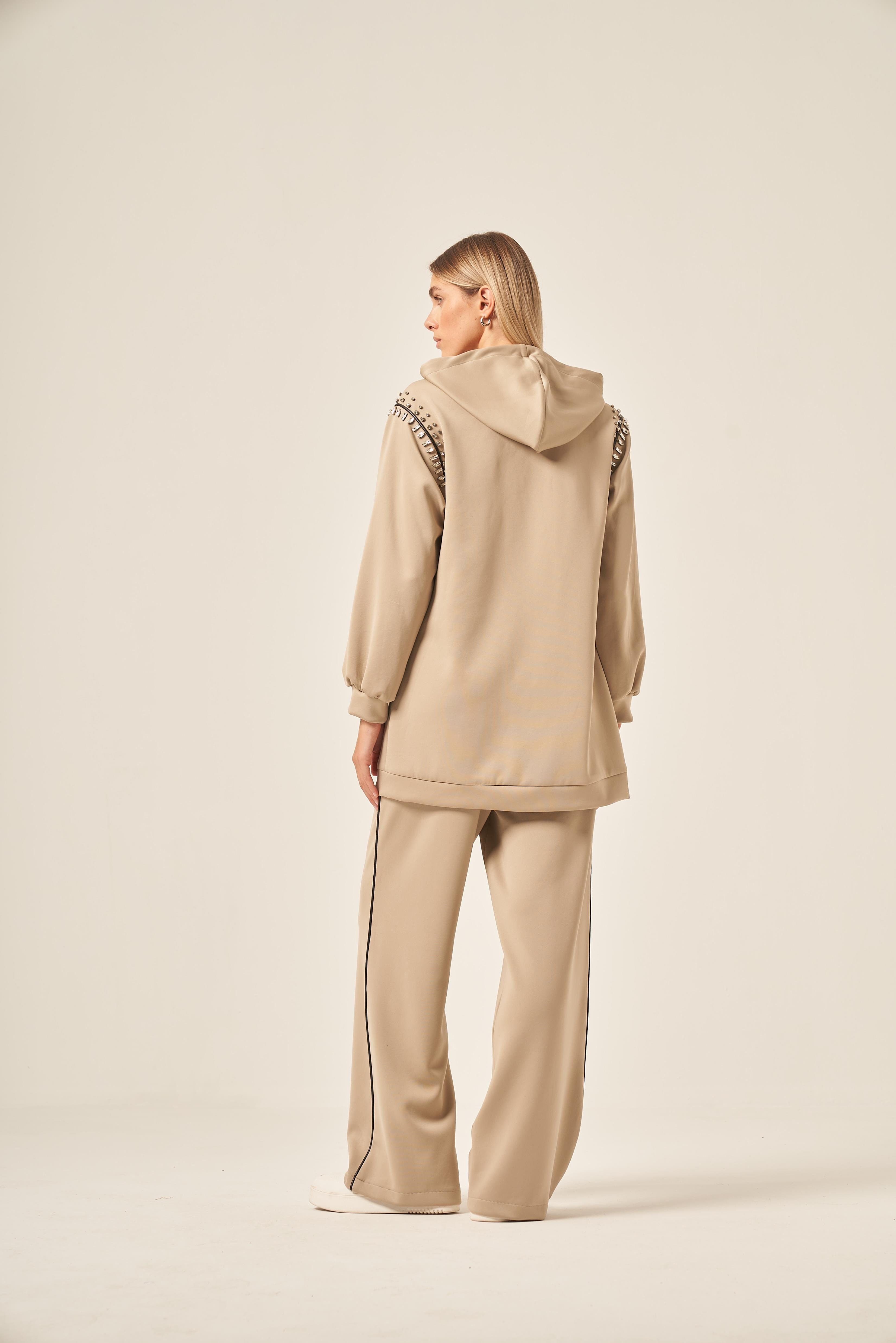 Firoy KADIN TAŞLI SKUBA TAKIM  Beige