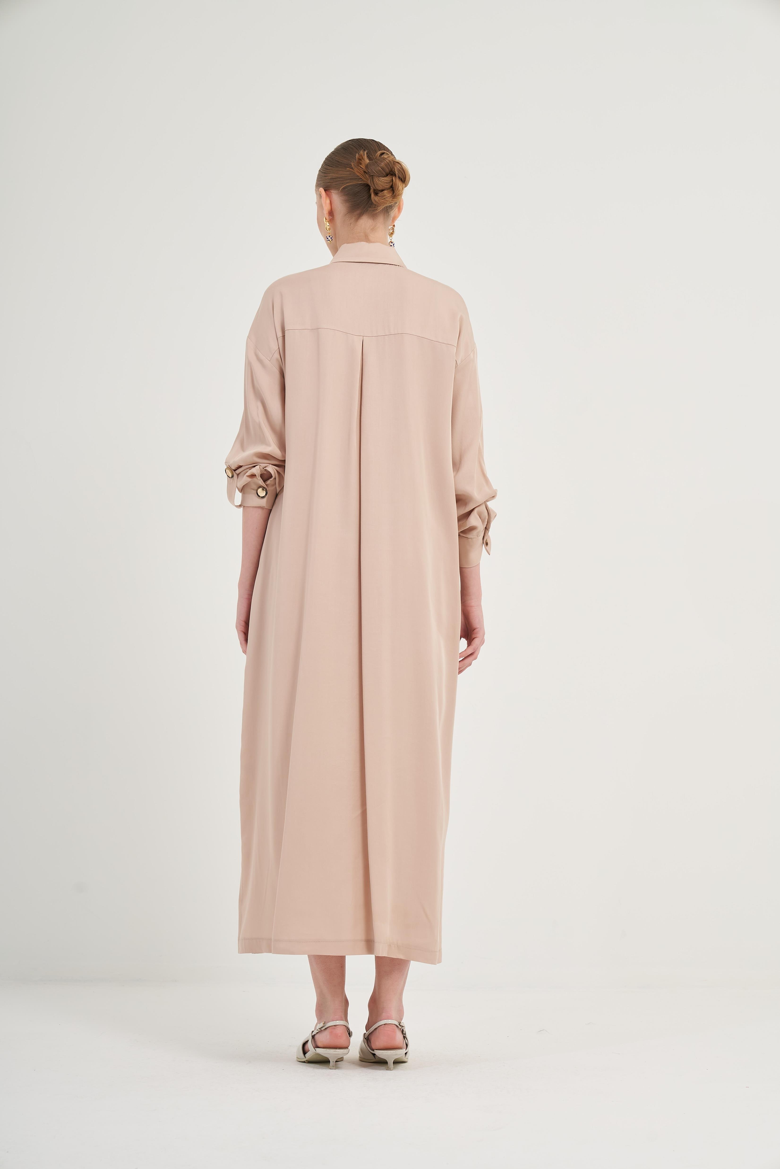 Firoy Kadın Tensel Elbise  Beige
