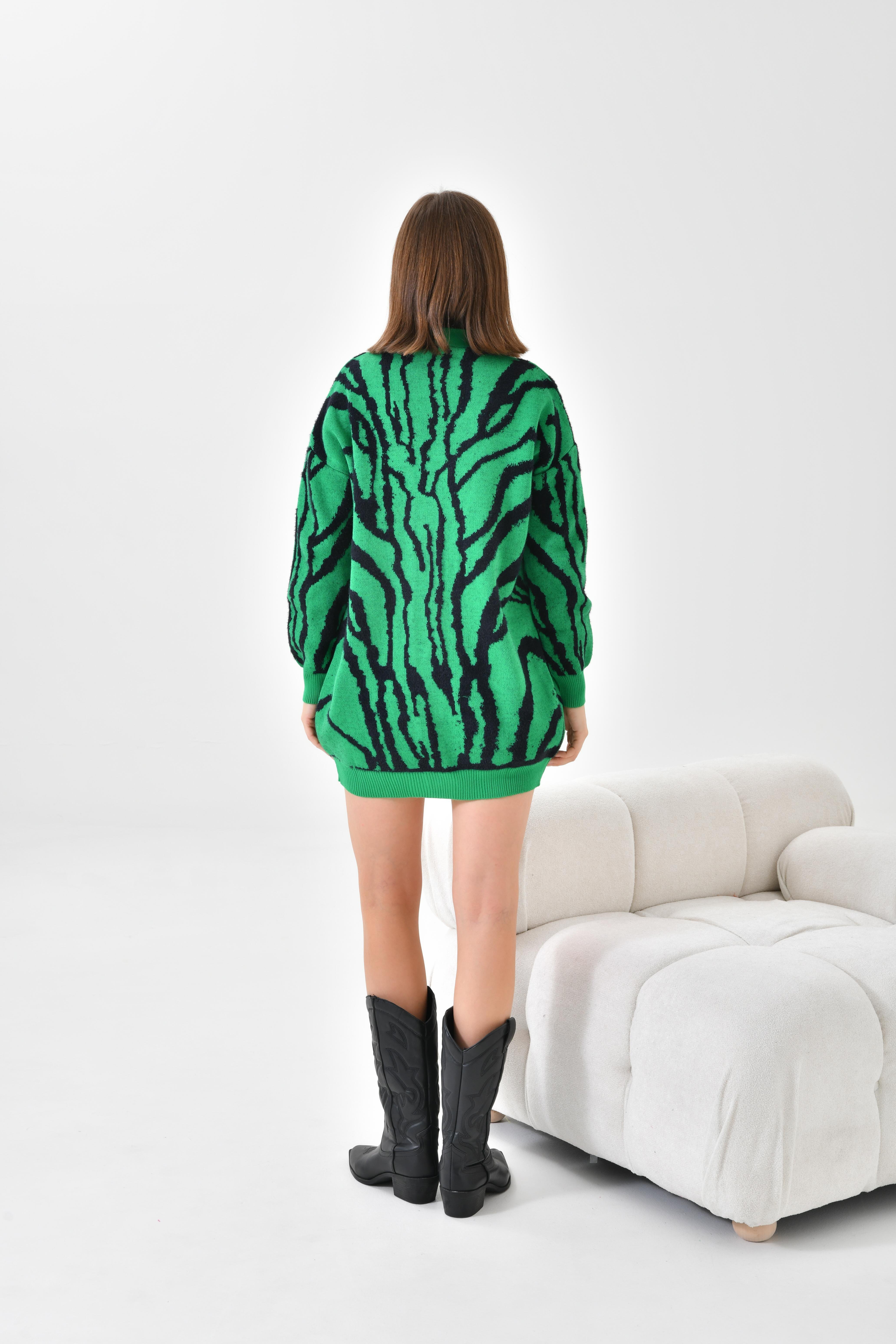 Firoy Kadın Zebra Desen Düğme Detaylı Hırka  Benetton