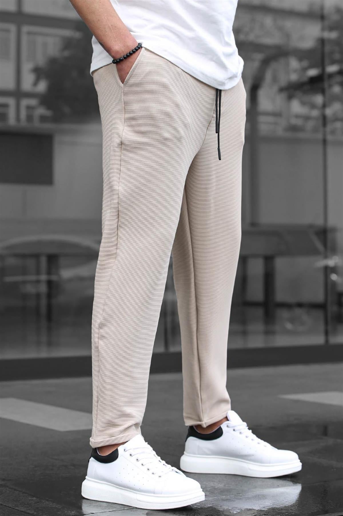 Bej Basic Waffle Kumaş Erkek Pantolon 6509