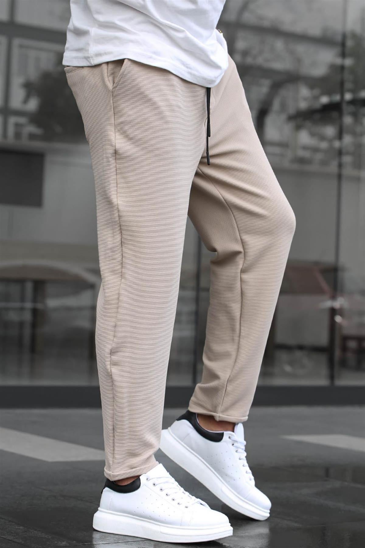 Bej Basic Waffle Kumaş Erkek Pantolon 6509