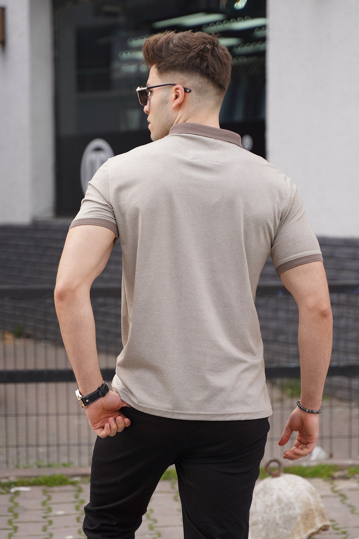 Bej Polo Yaka Basic Erkek Tişört