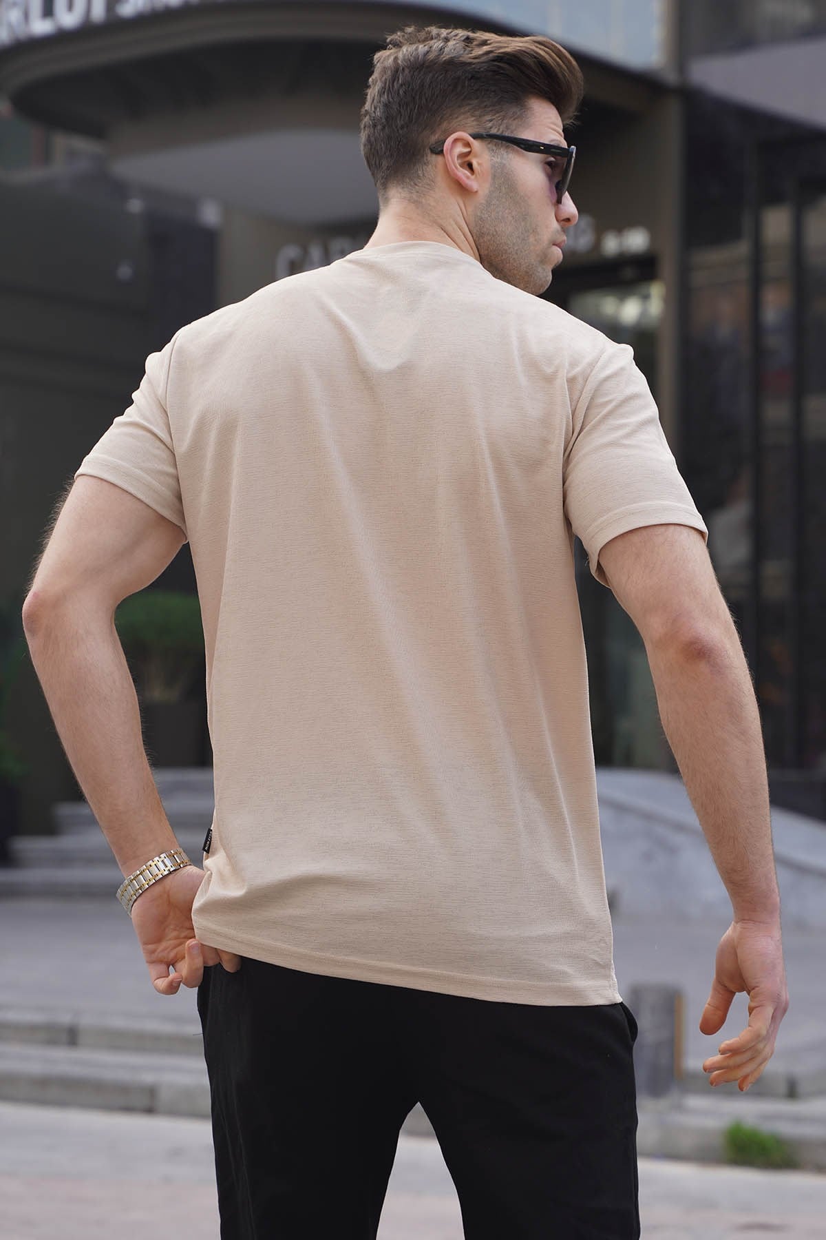 Bej Regular Fit Basic Erkek Tişört 6069