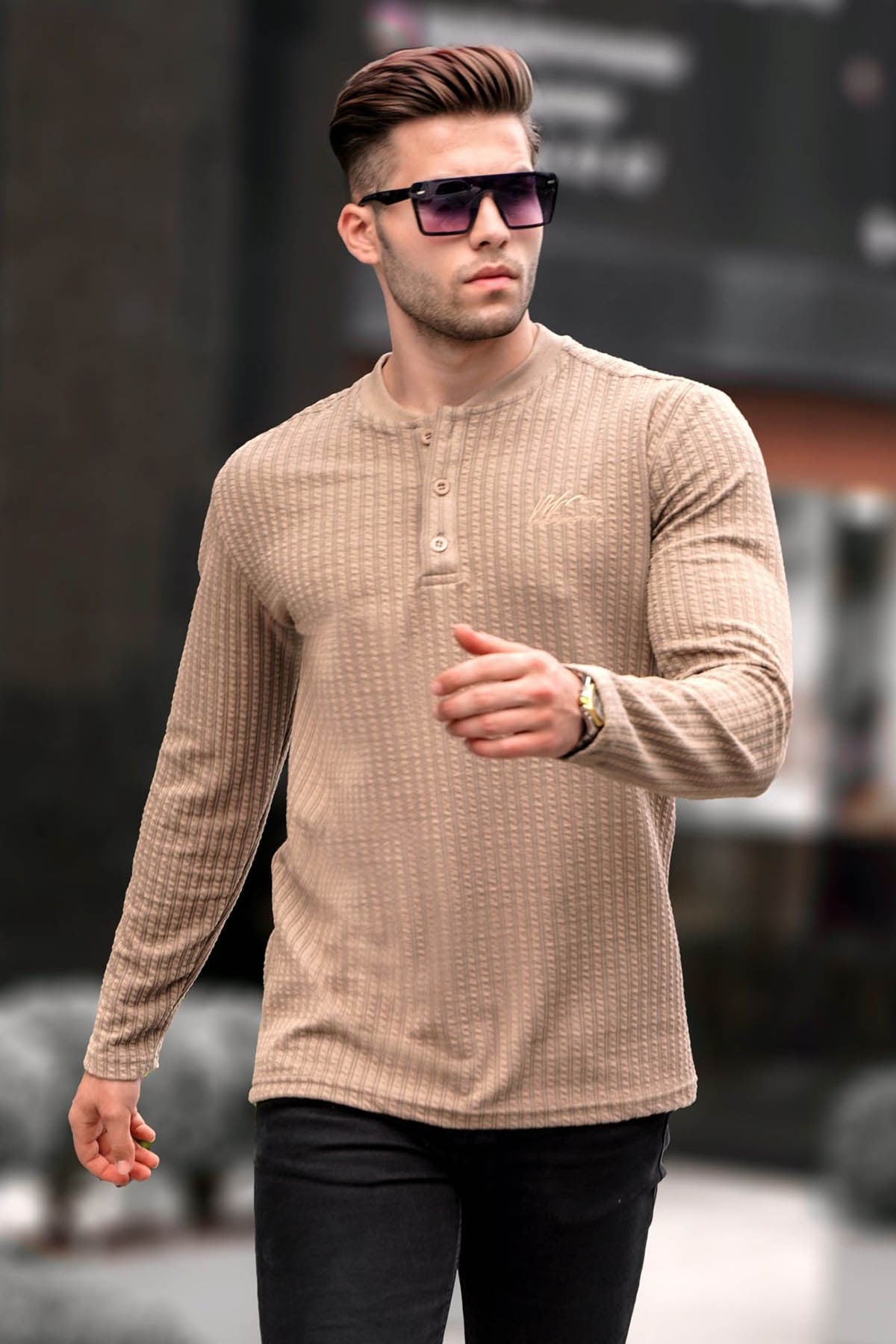Bej Waffle Kumaş Basic Kazak 6007