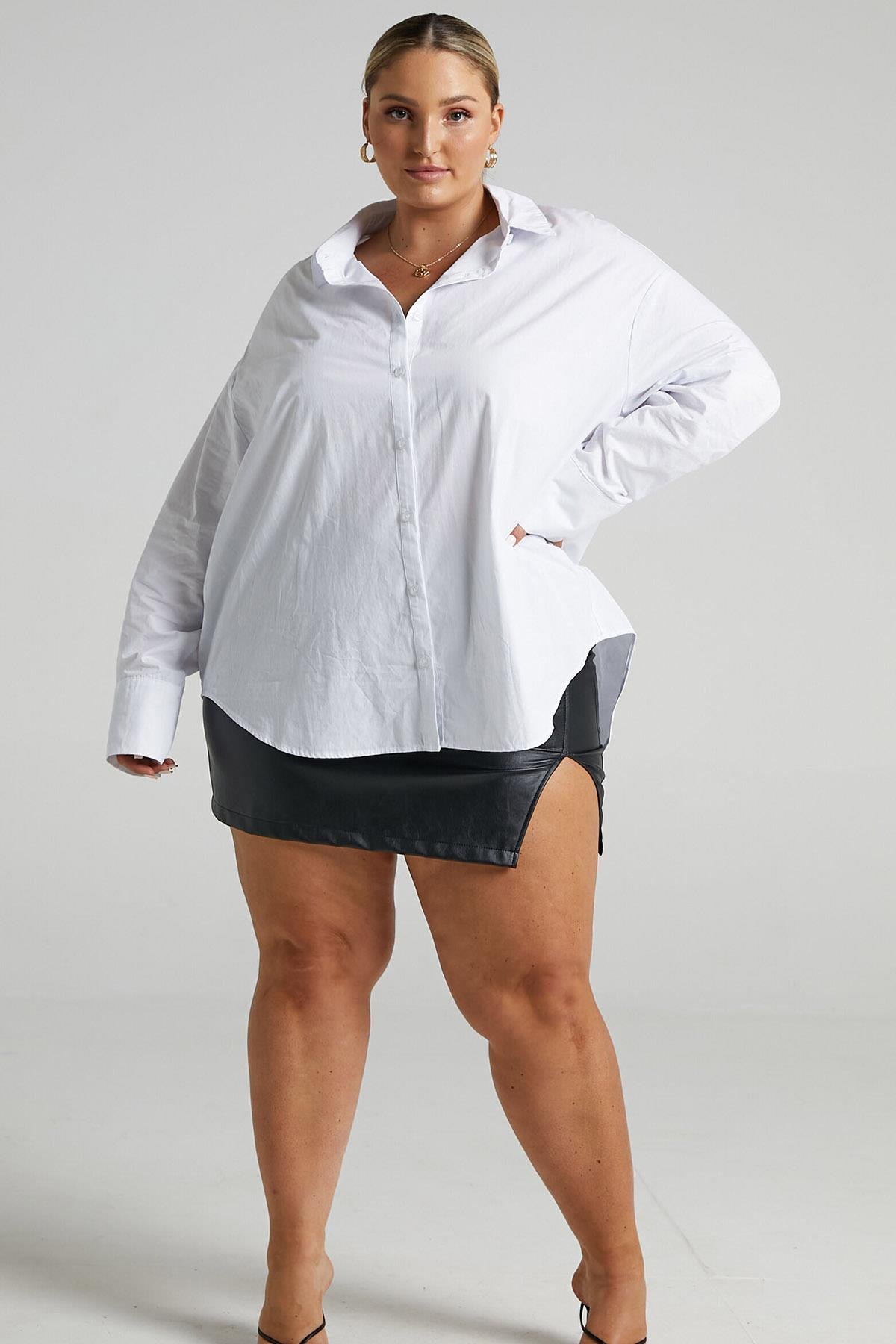 Beyaz Oversize Basic Gömlek MG1794