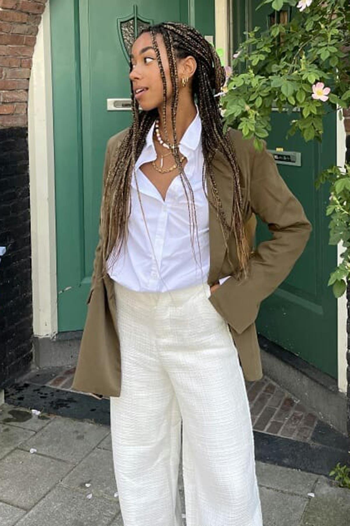 Beyaz Oversize Basic Gömlek MG1794