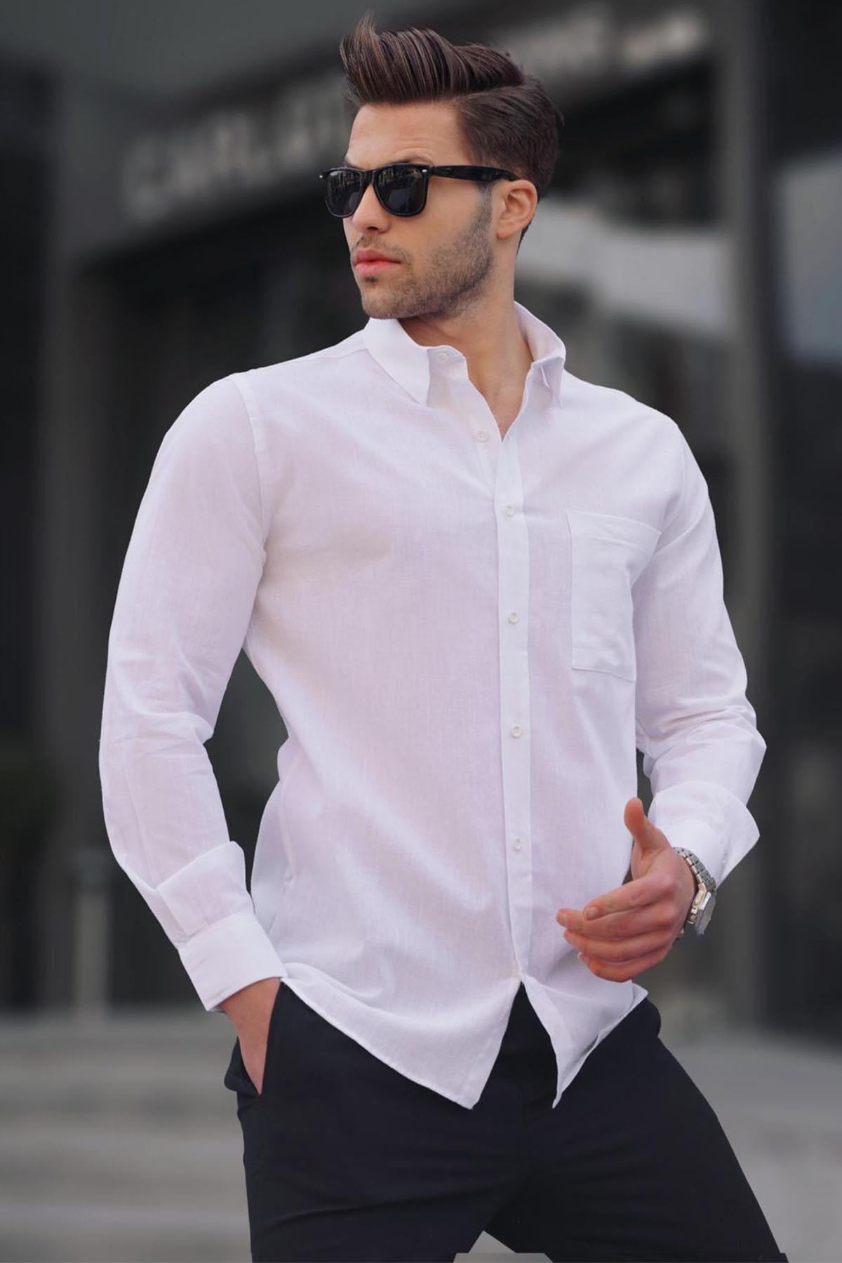 Beyaz Regular Fit Erkek Gömlek 5592