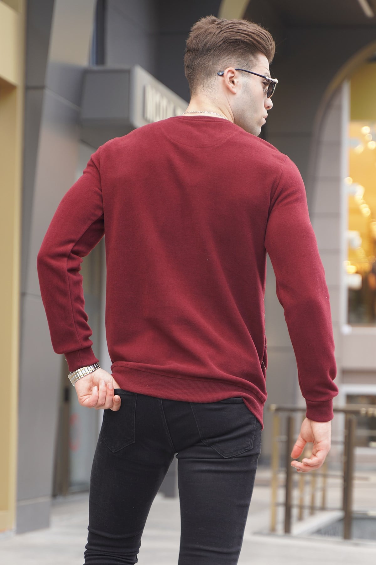 Bordo Basic Bisiklet Yaka Triko Kazak 5965