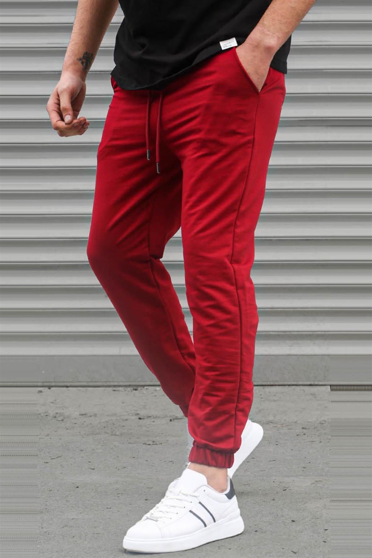 Bordo Basic Paçası Lastikli Erkek Eşofman 5494
