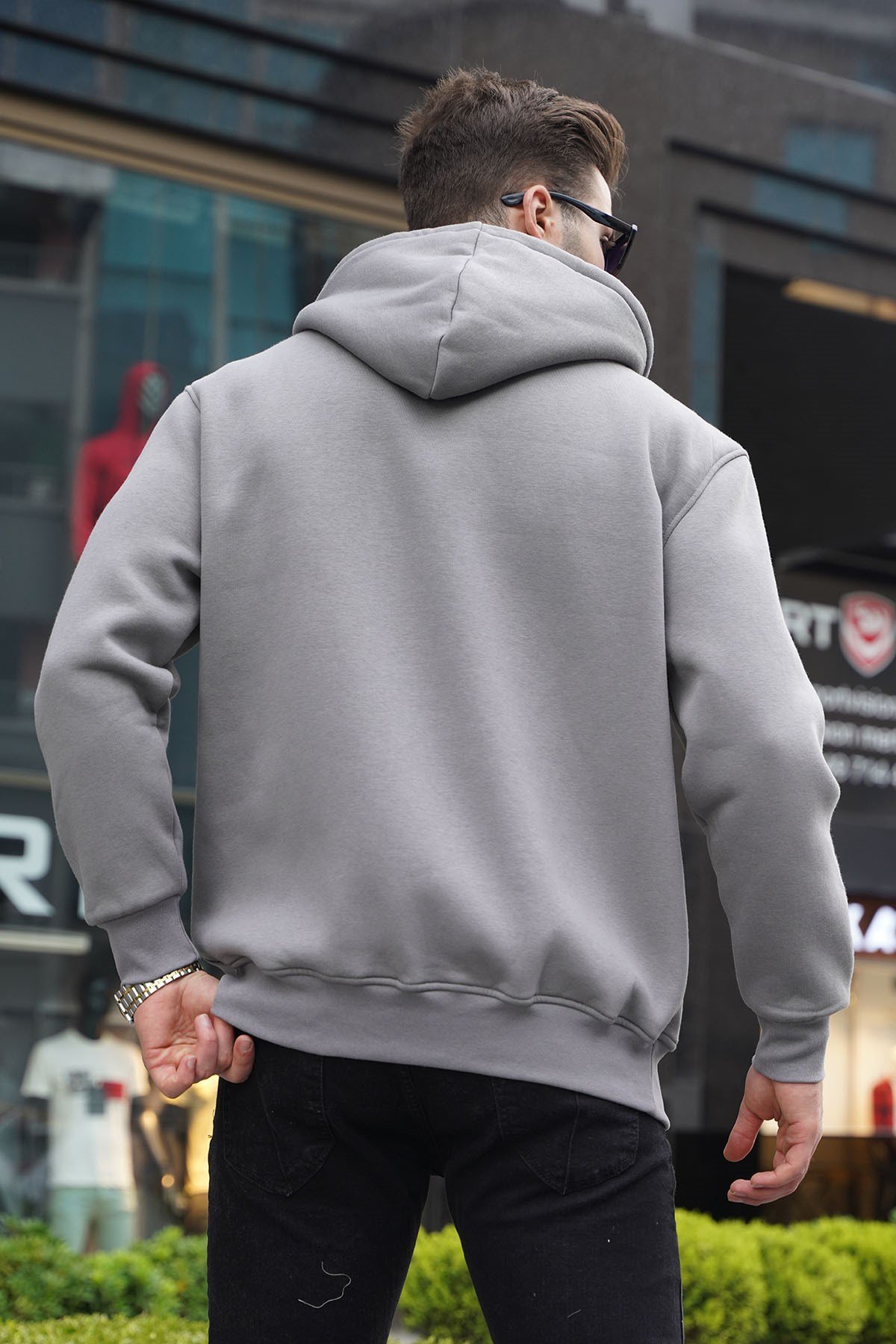 Boyalı Gri Fermuarlı Basic Sweatshirt 6027