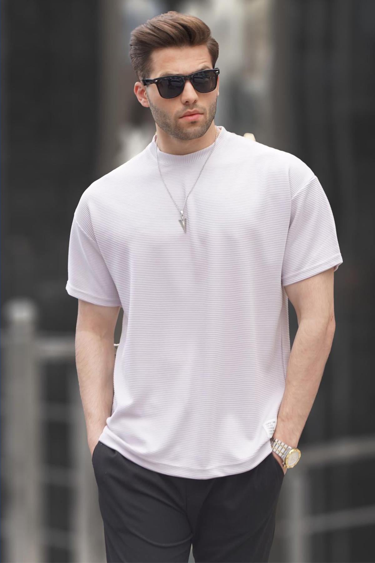 Boyalı Gri Oversize Basic Erkek Tişört 6127