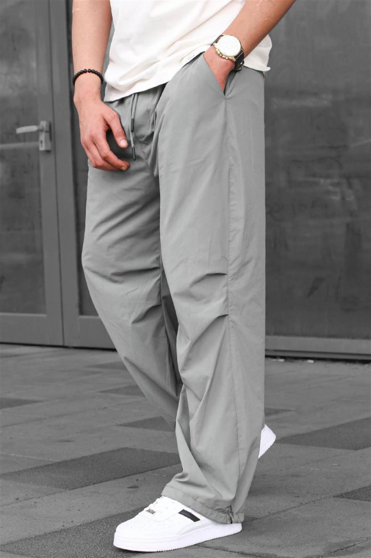 Boyalı Gri Regular Fit Erkek Paraşüt Pantolon 6504