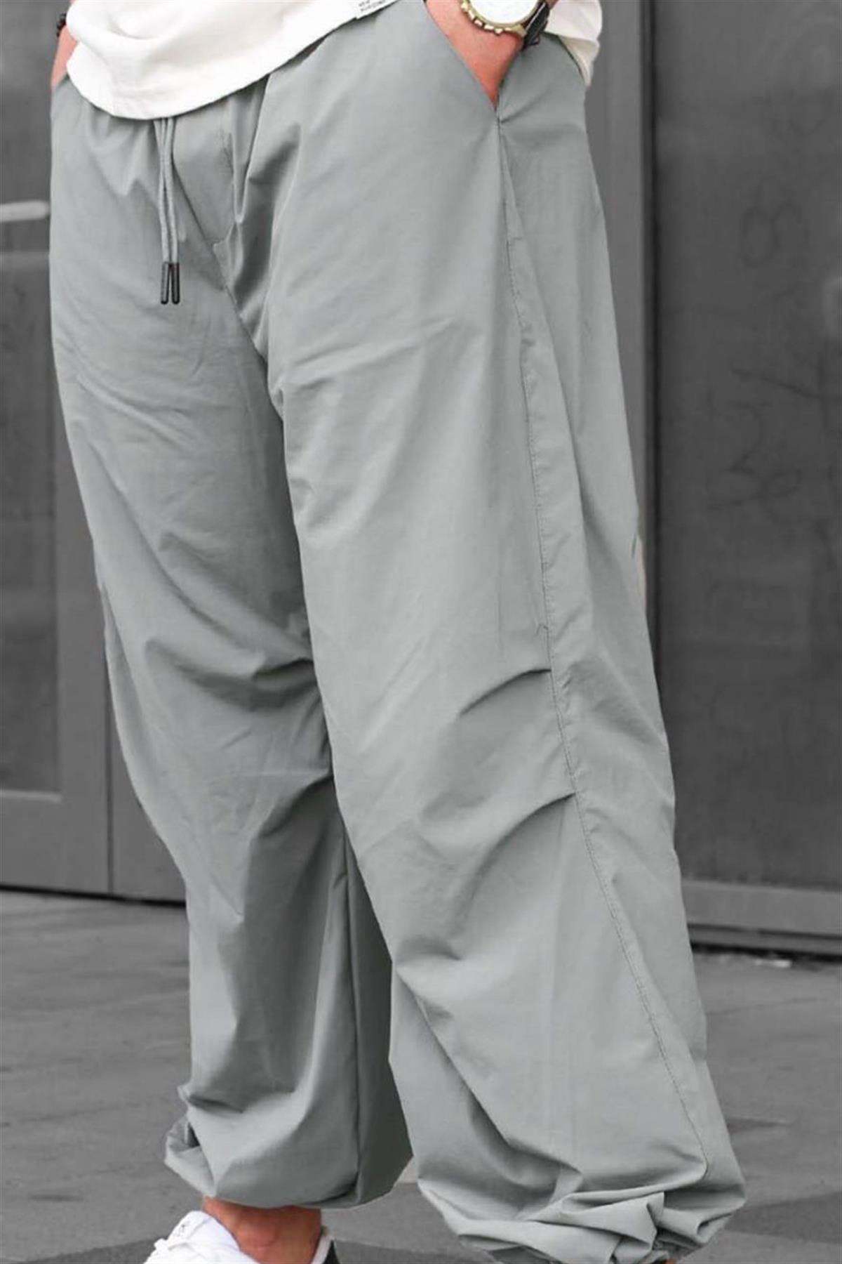 Boyalı Gri Regular Fit Erkek Paraşüt Pantolon 6504
