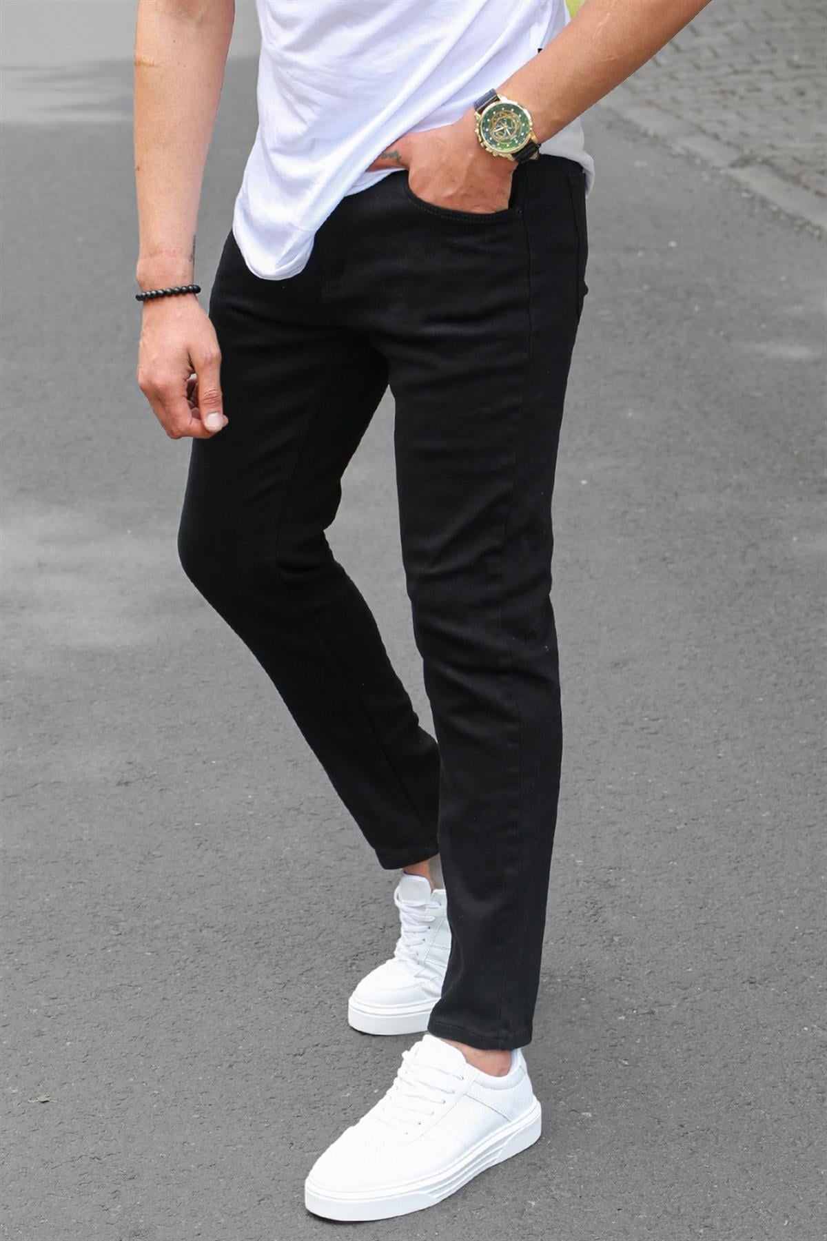 Erkek Siyah Kanvas Slim Fit Pantolon