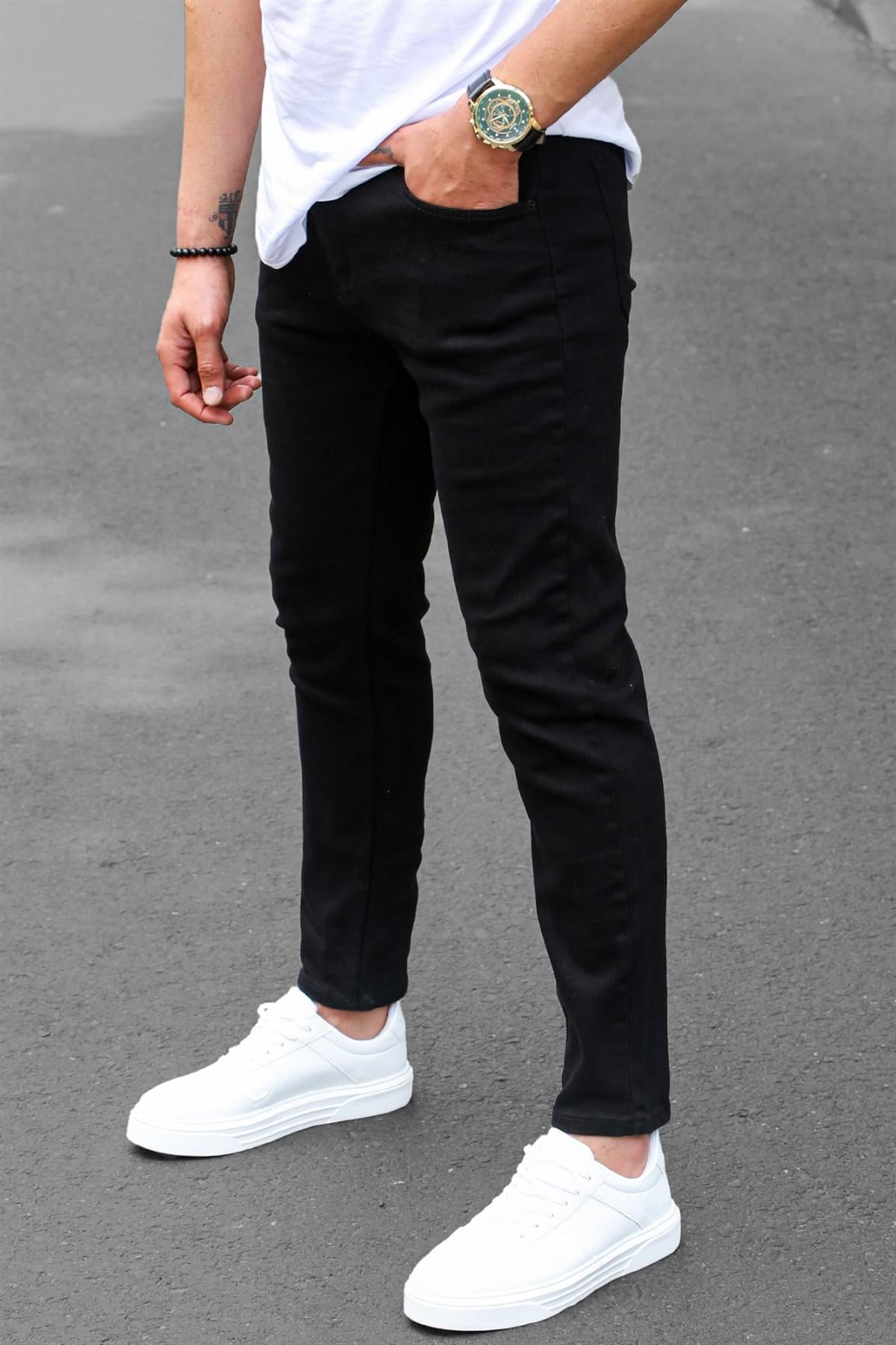 Erkek Siyah Kanvas Slim Fit Pantolon