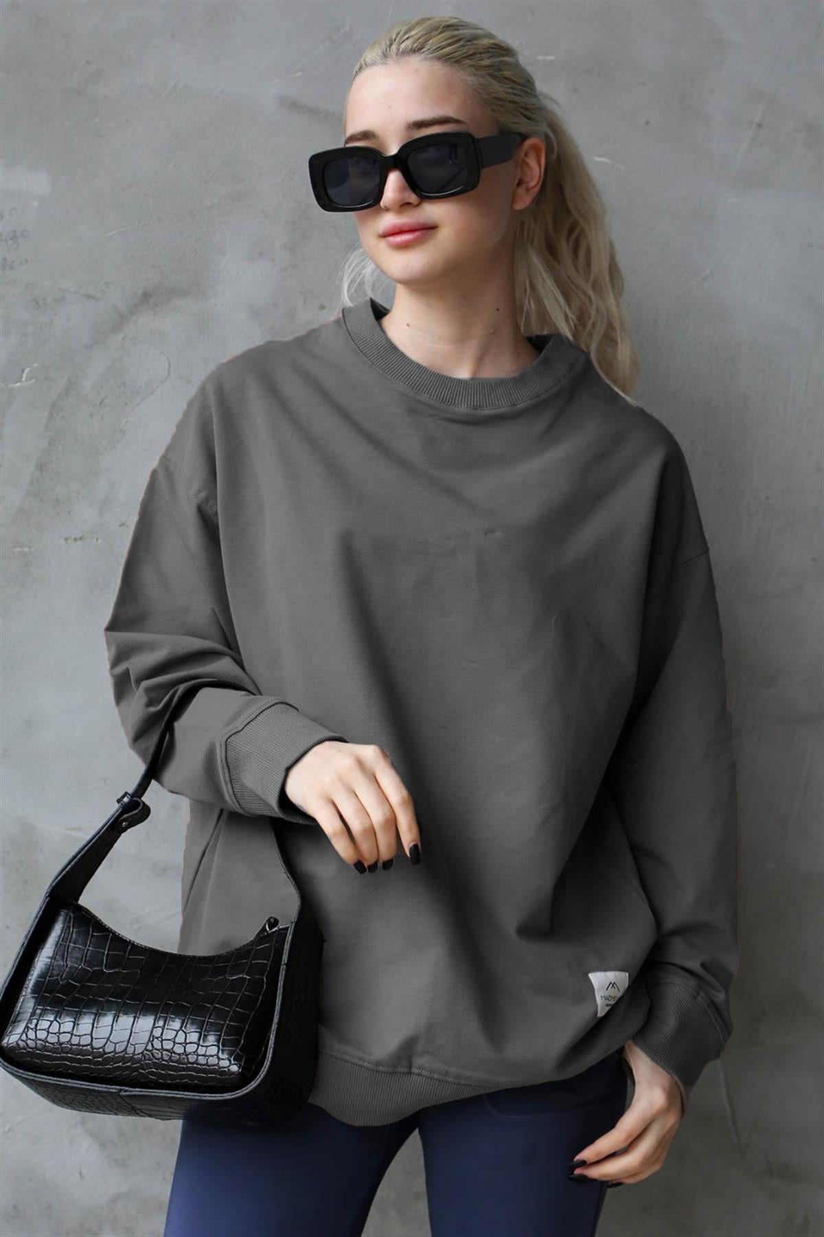 Füme Basic Oversize Kadın Sweatshirt MG1686