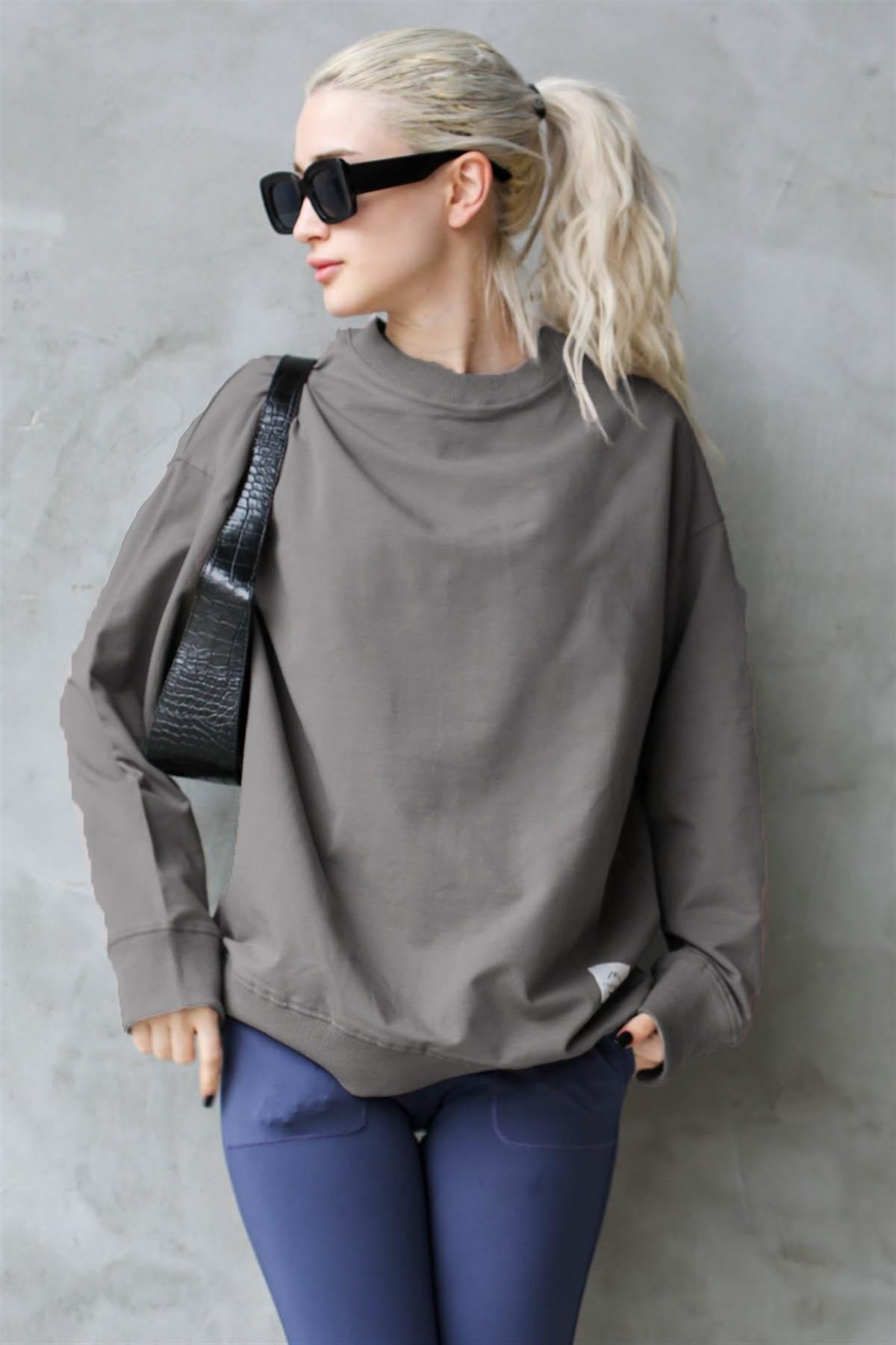 Füme Basic Oversize Kadın Sweatshirt MG1686
