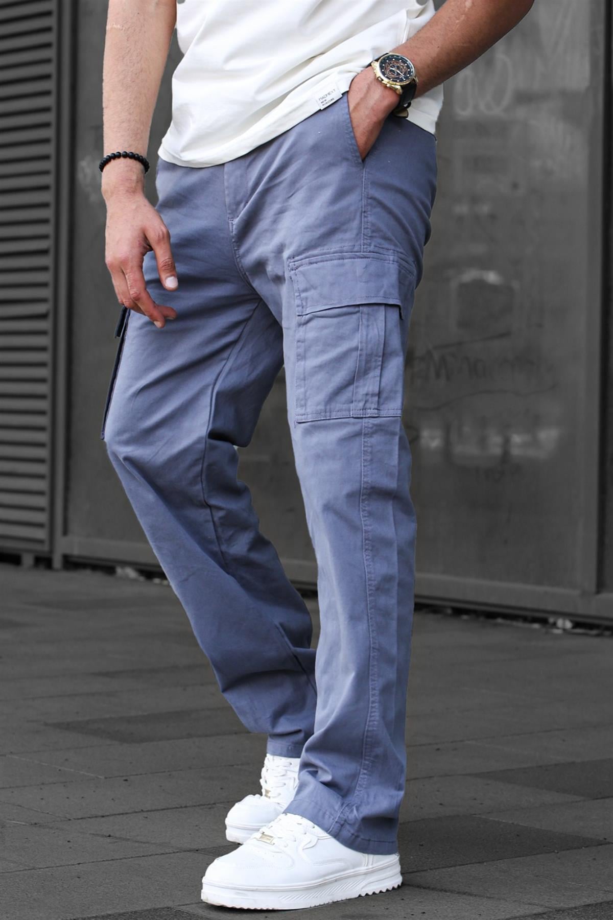 Füme Geniş Paça Kargo Cep Erkek Pantolon 6811