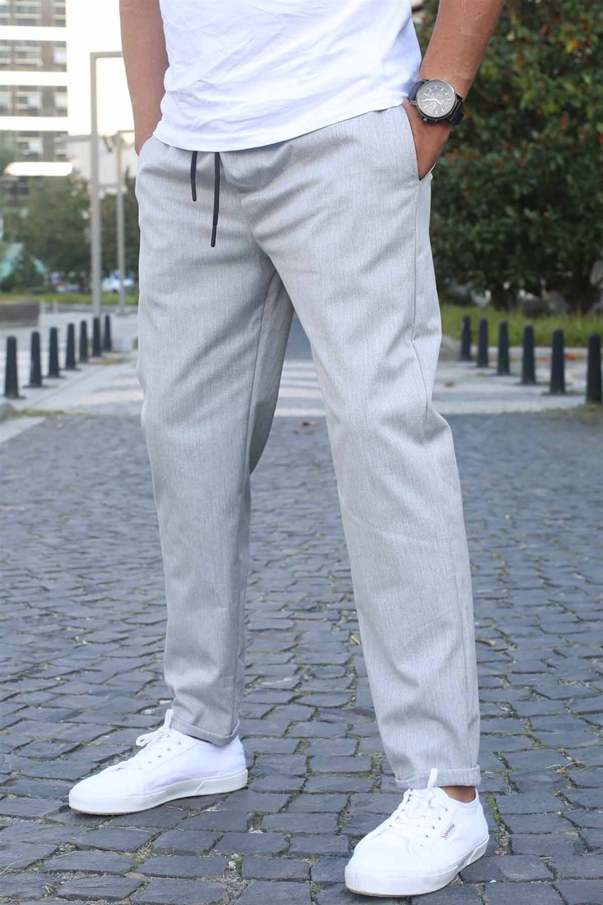 Gri Basic Jogger Pantolon 5486