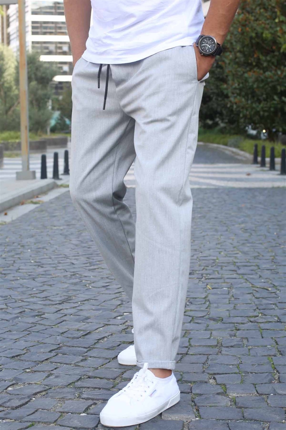 Gri Basic Jogger Pantolon 5486