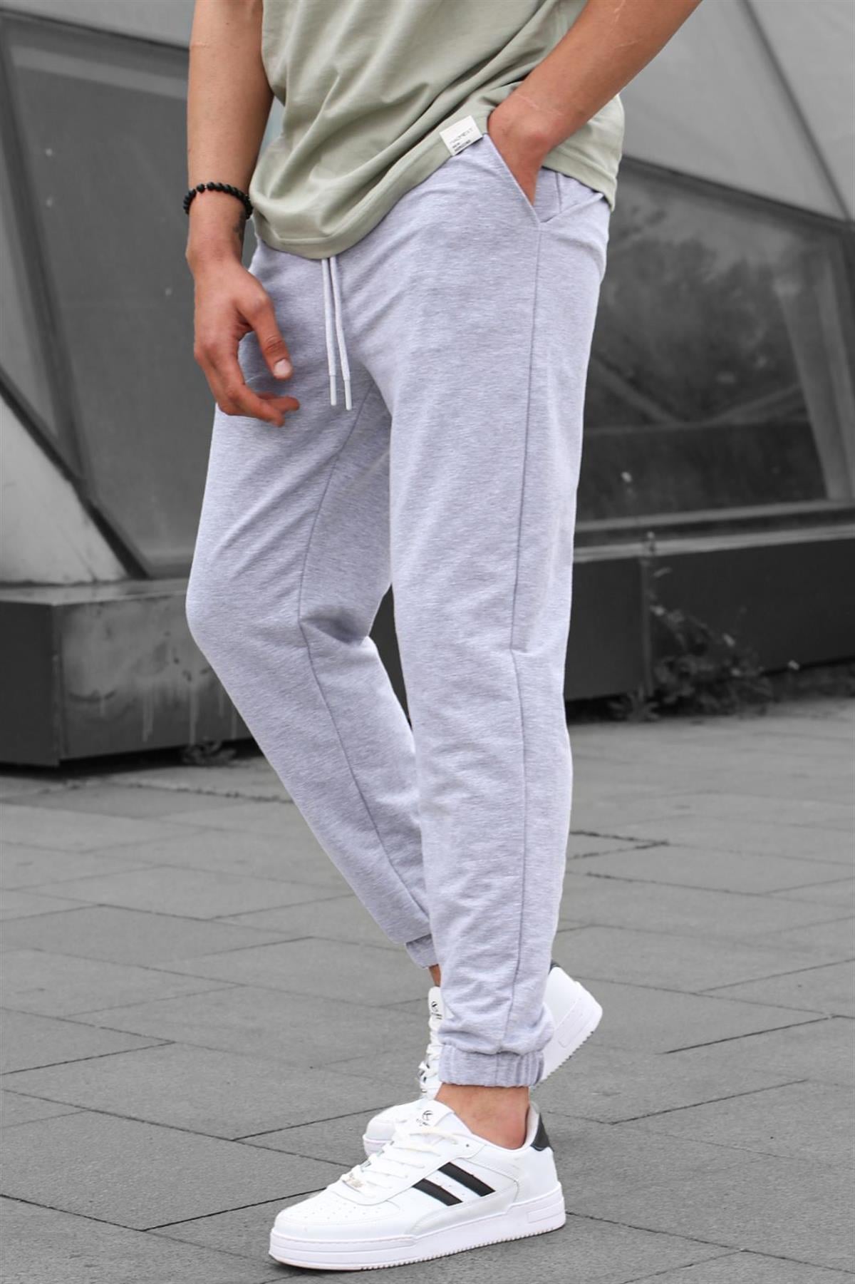 Gri Basic Paçası Lastikli Erkek Eşofman 5494