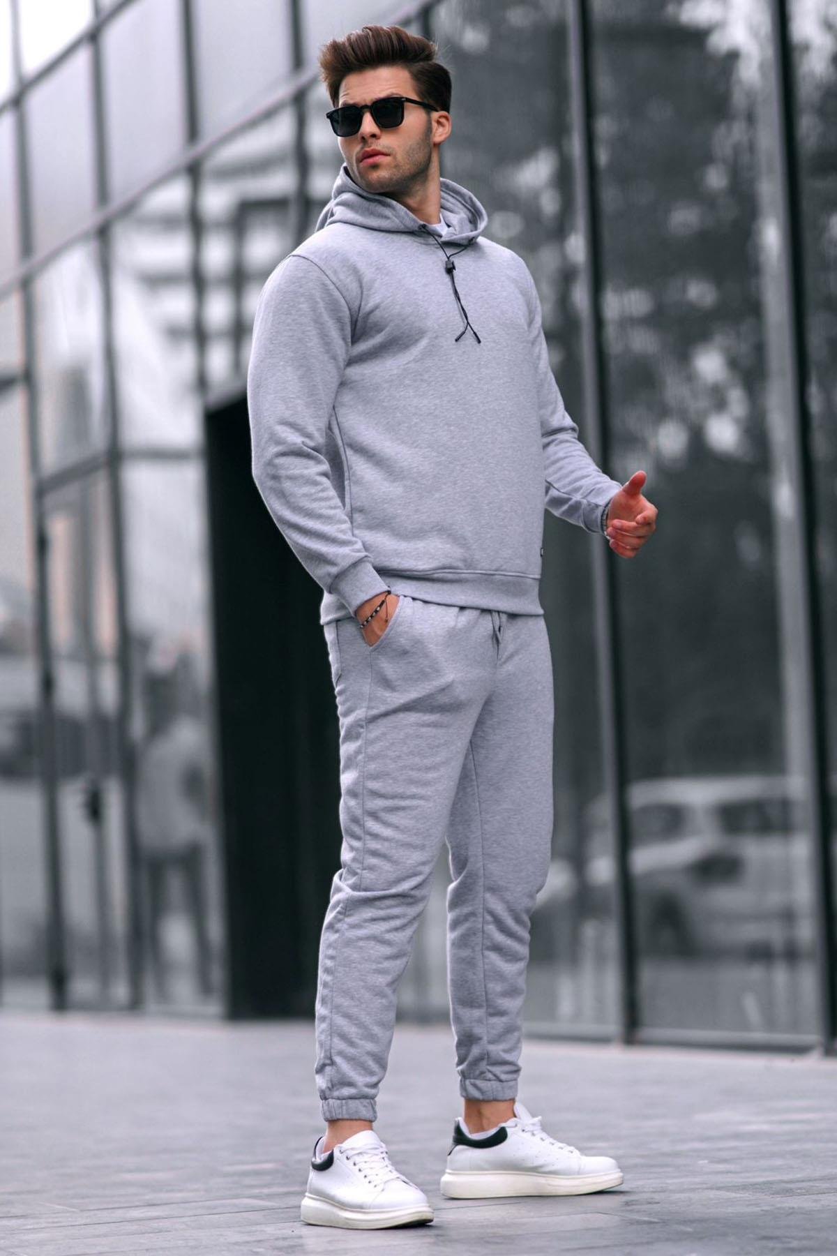 Marl Gray Hoodie Basic Tracksuit 5908