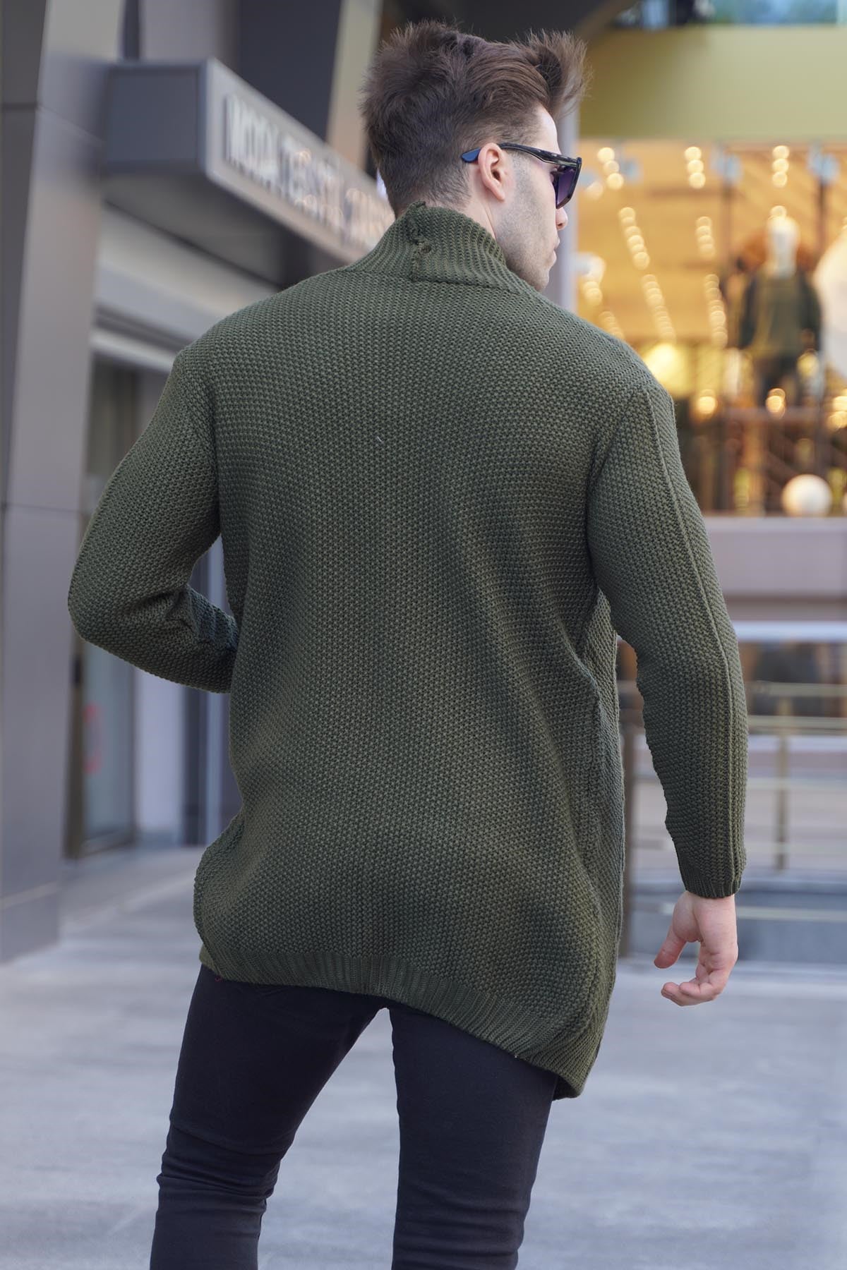 Haki Basic Örgü Hırka 5996