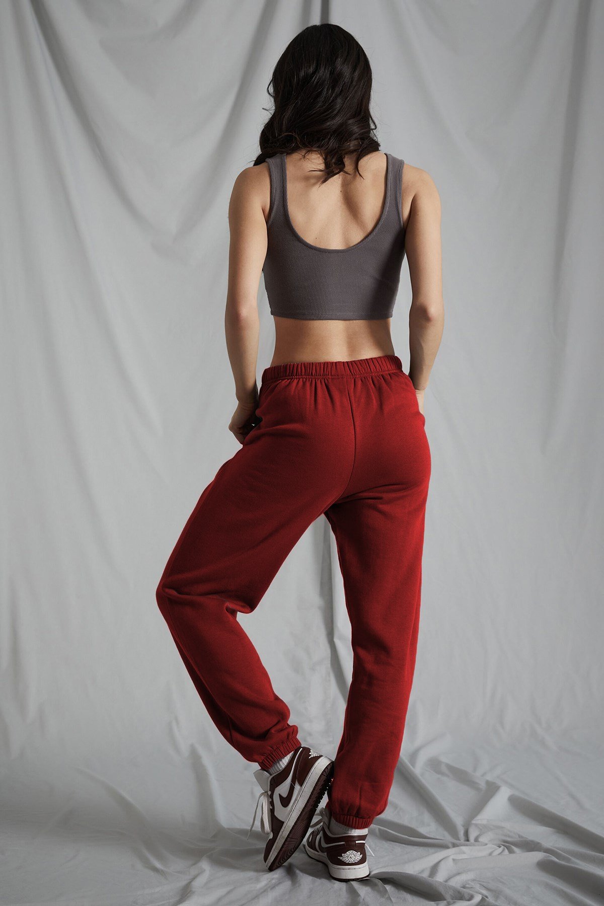 Kadın Bordo Beli Lastikli Oversize Eşofman Altı MG1235