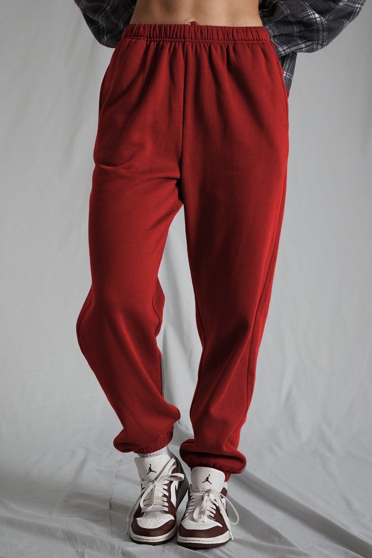 Kadın Bordo Beli Lastikli Oversize Eşofman Altı MG1235