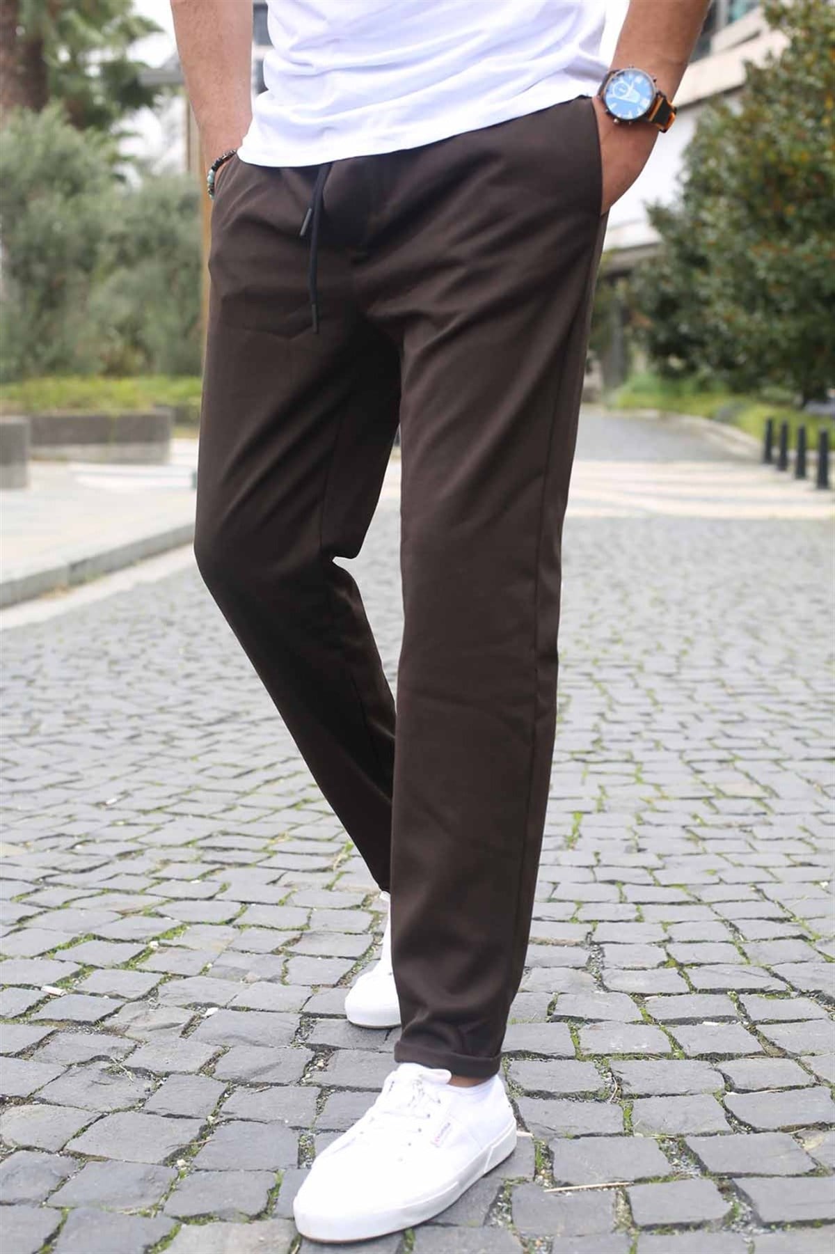 Kahverengi Basic Jogger Pantolon 5486