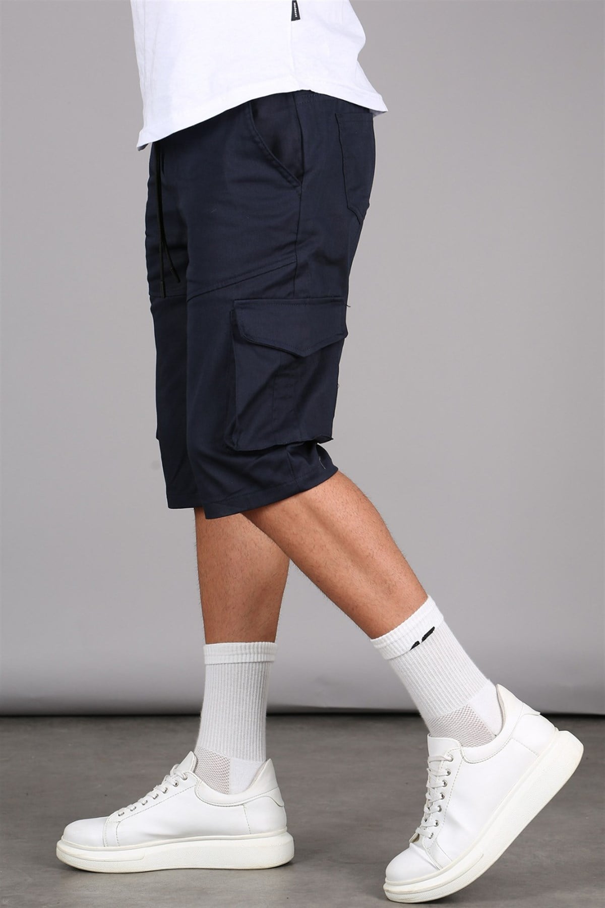 Lacivert Basic Kargo Cep Erkek Kapri Şort 5473