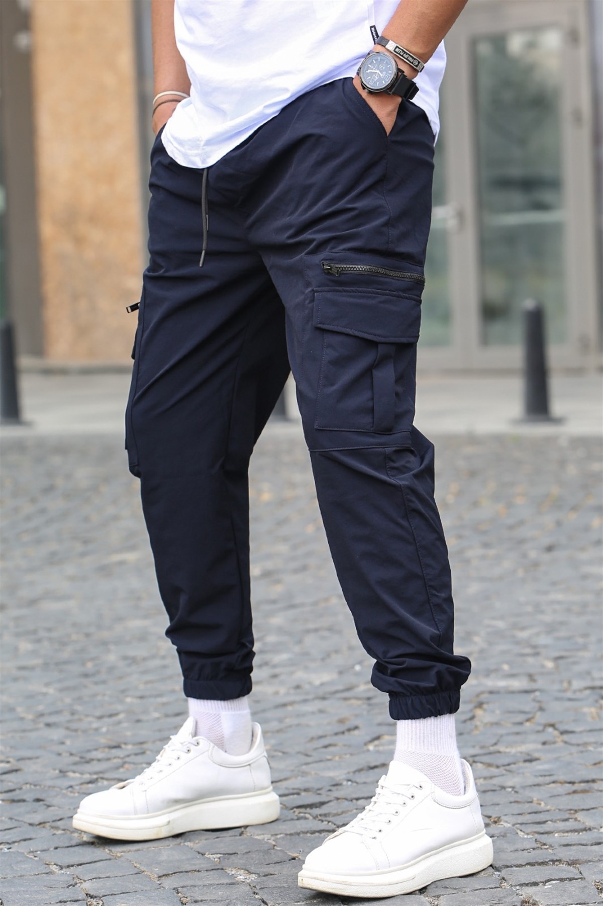 Lacivert Kargo Cep Jogger Pantolon 5477