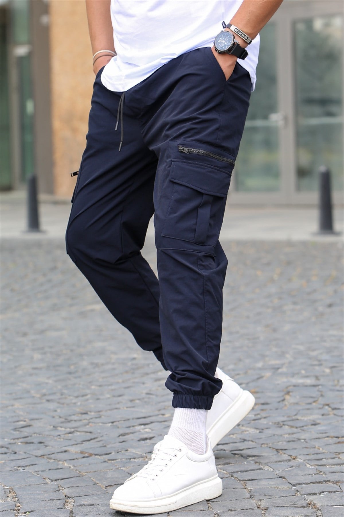 Lacivert Kargo Cep Jogger Pantolon 5477