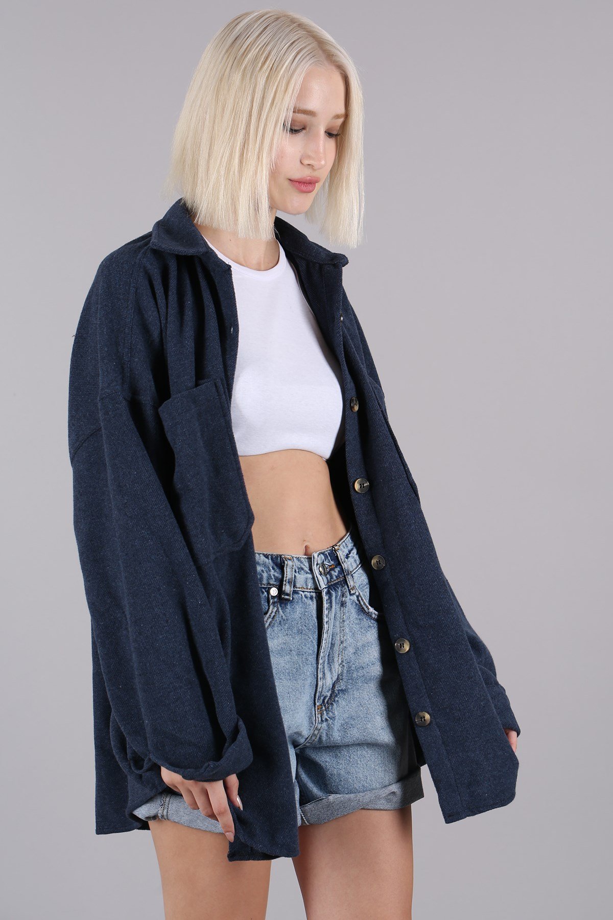 Lacivert Oversize Gömlek Ceket MG1562