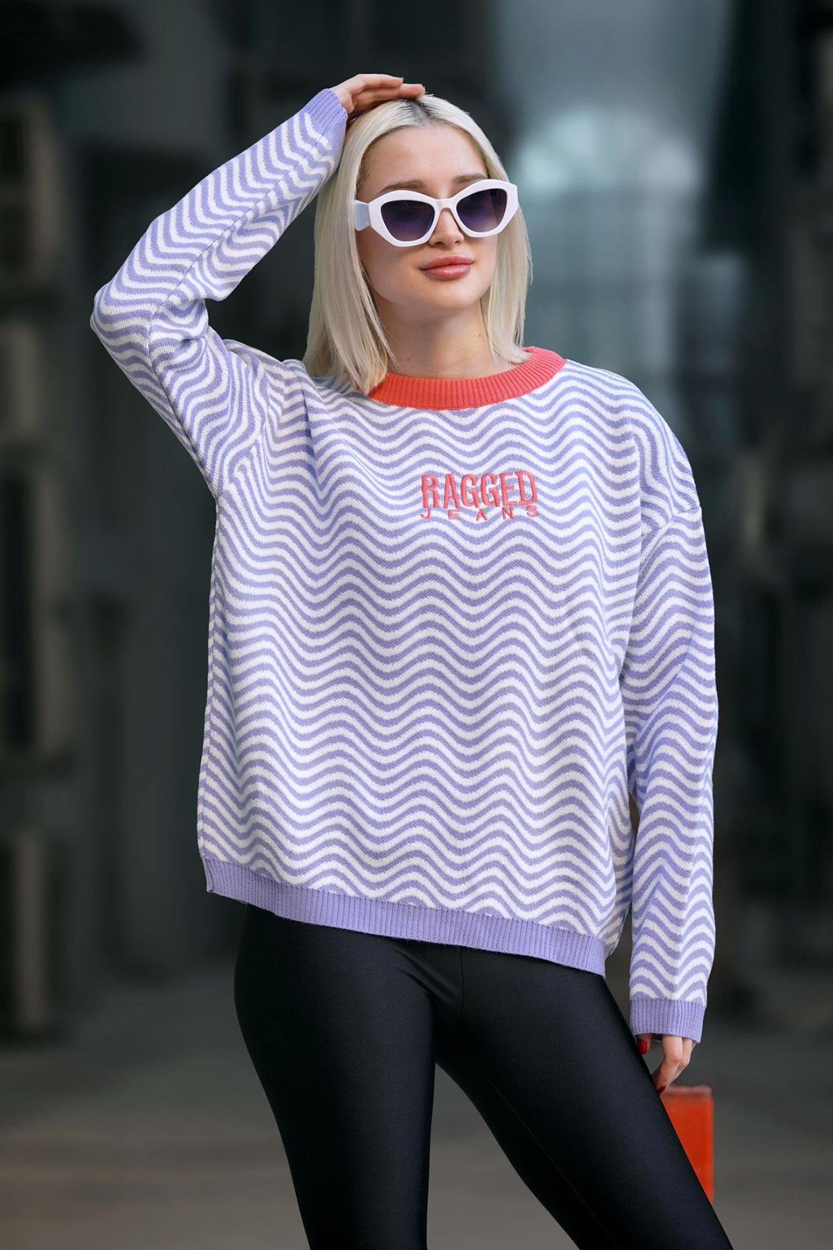 Lila Oversize Kadın Kazak MG1251