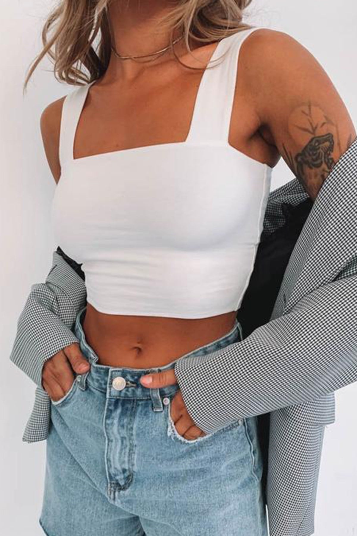 Mad Girls Beyaz Crop MG1010