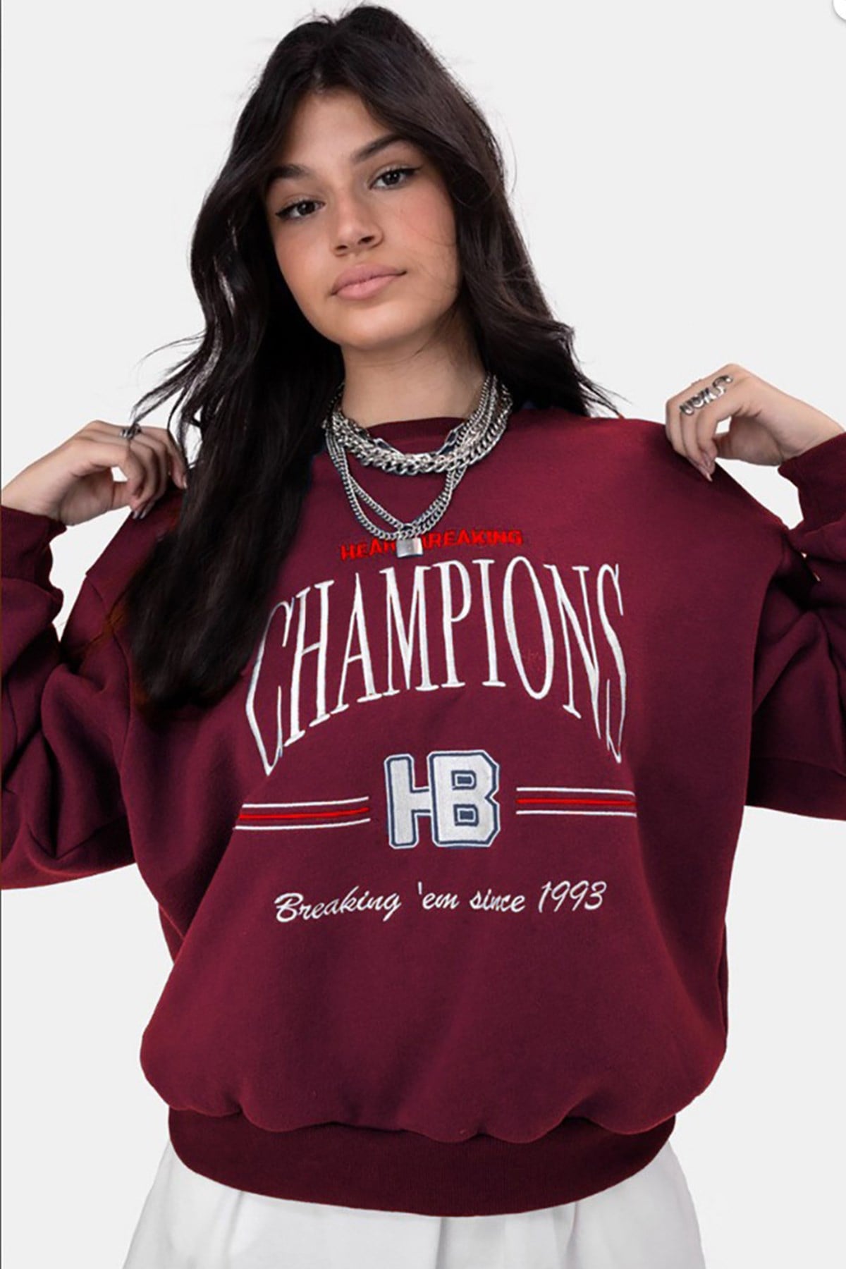 Mad Girls Bordo Kadın Sweatshirt MG930