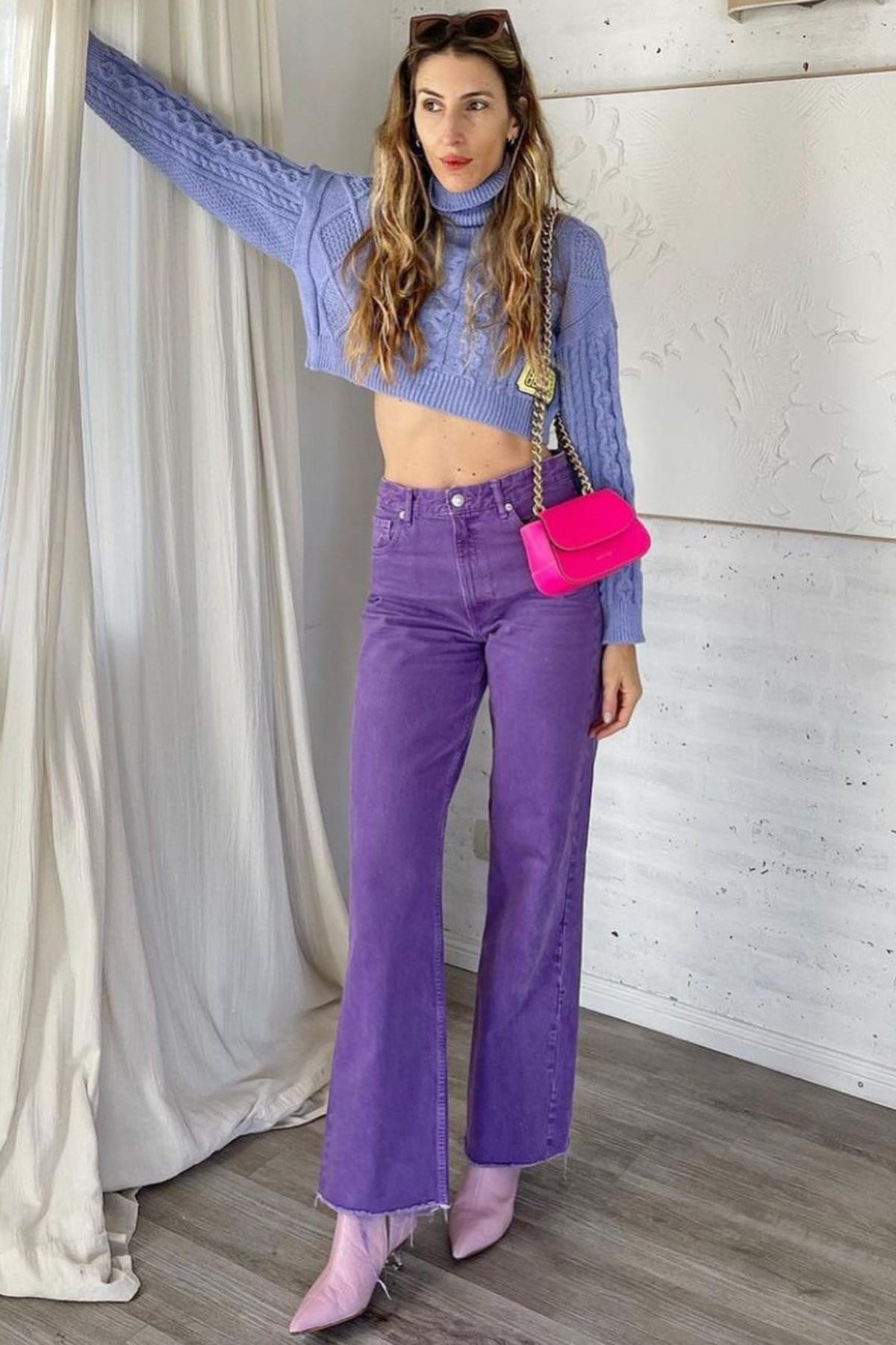 Mad Girls Purple Palazzo Jeans Mg1189