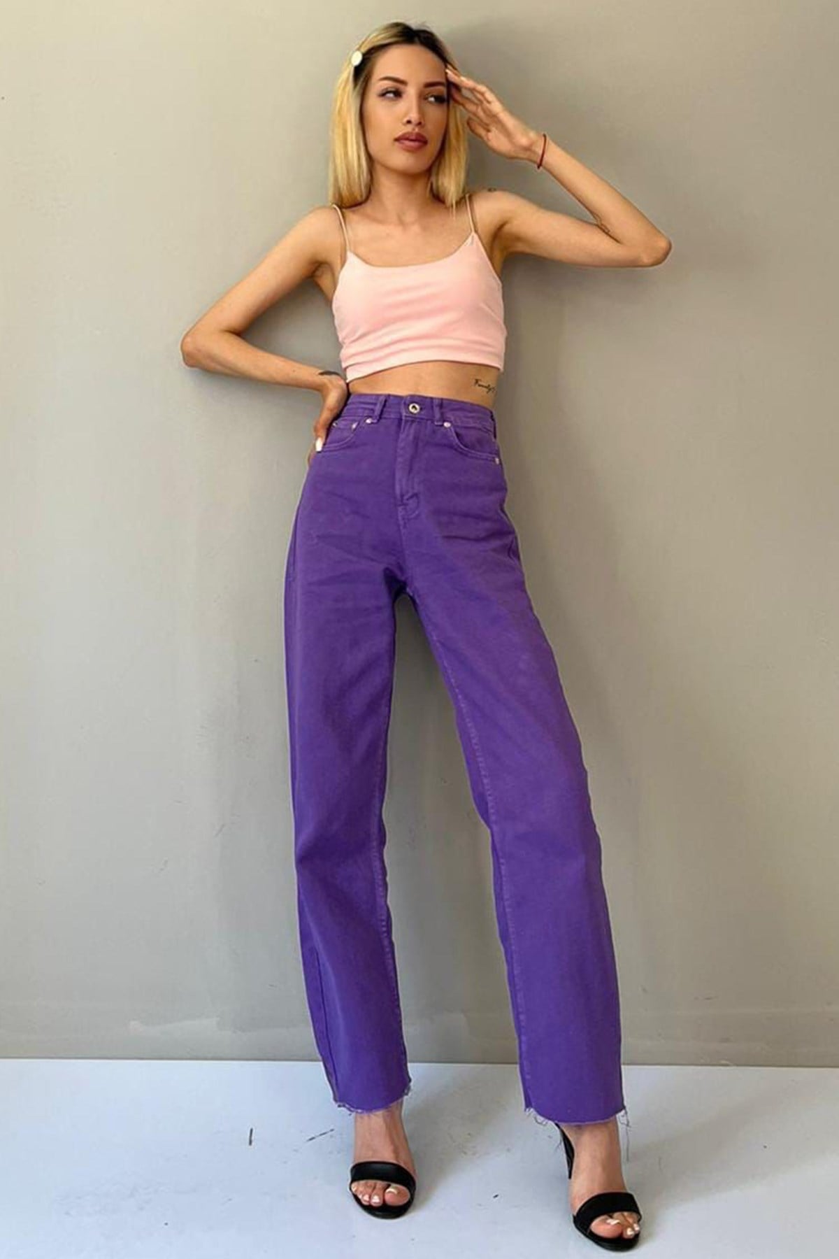 Mad Girls Purple Palazzo Jeans Mg1189