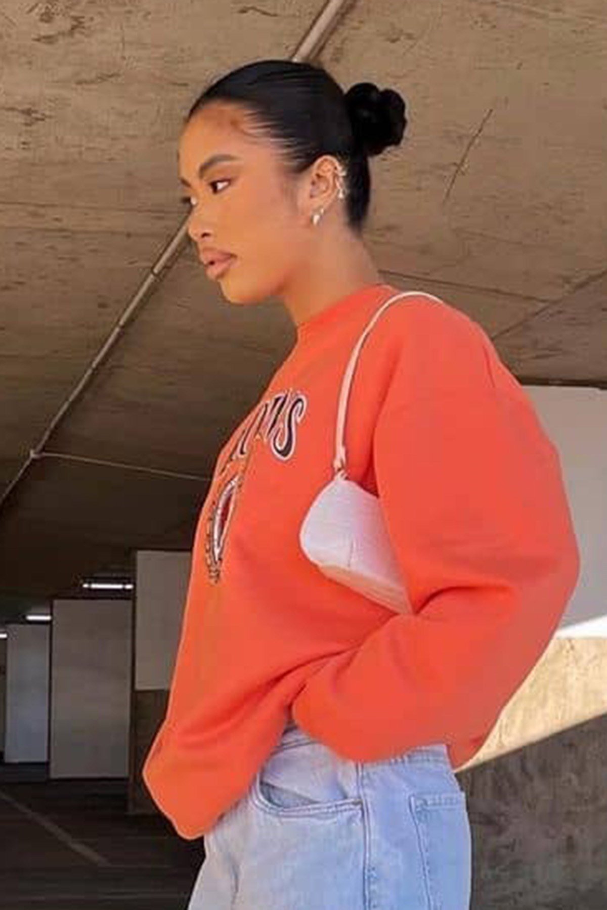 Mad Girls Turuncu Baskılı Kadın SweatshirtMg1210 