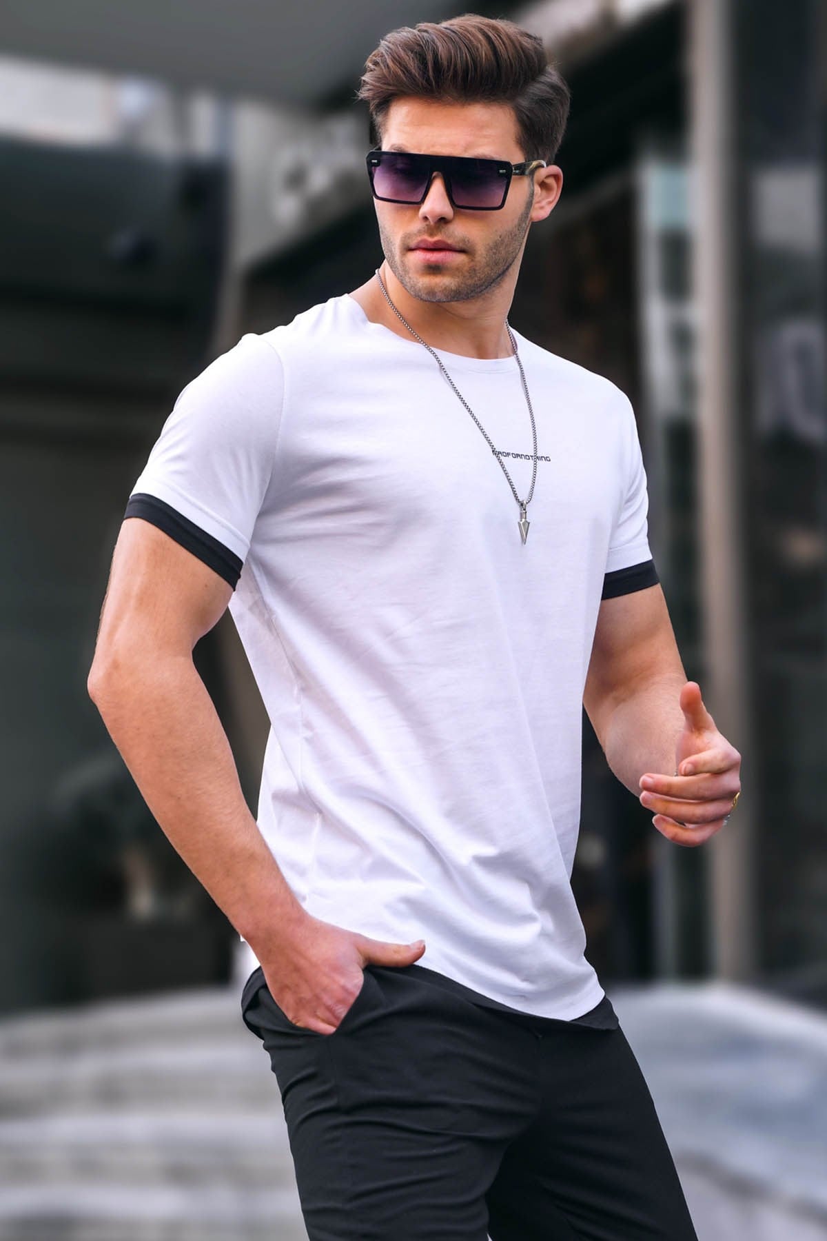 Madmext White Basic T-shirt for Men 4456