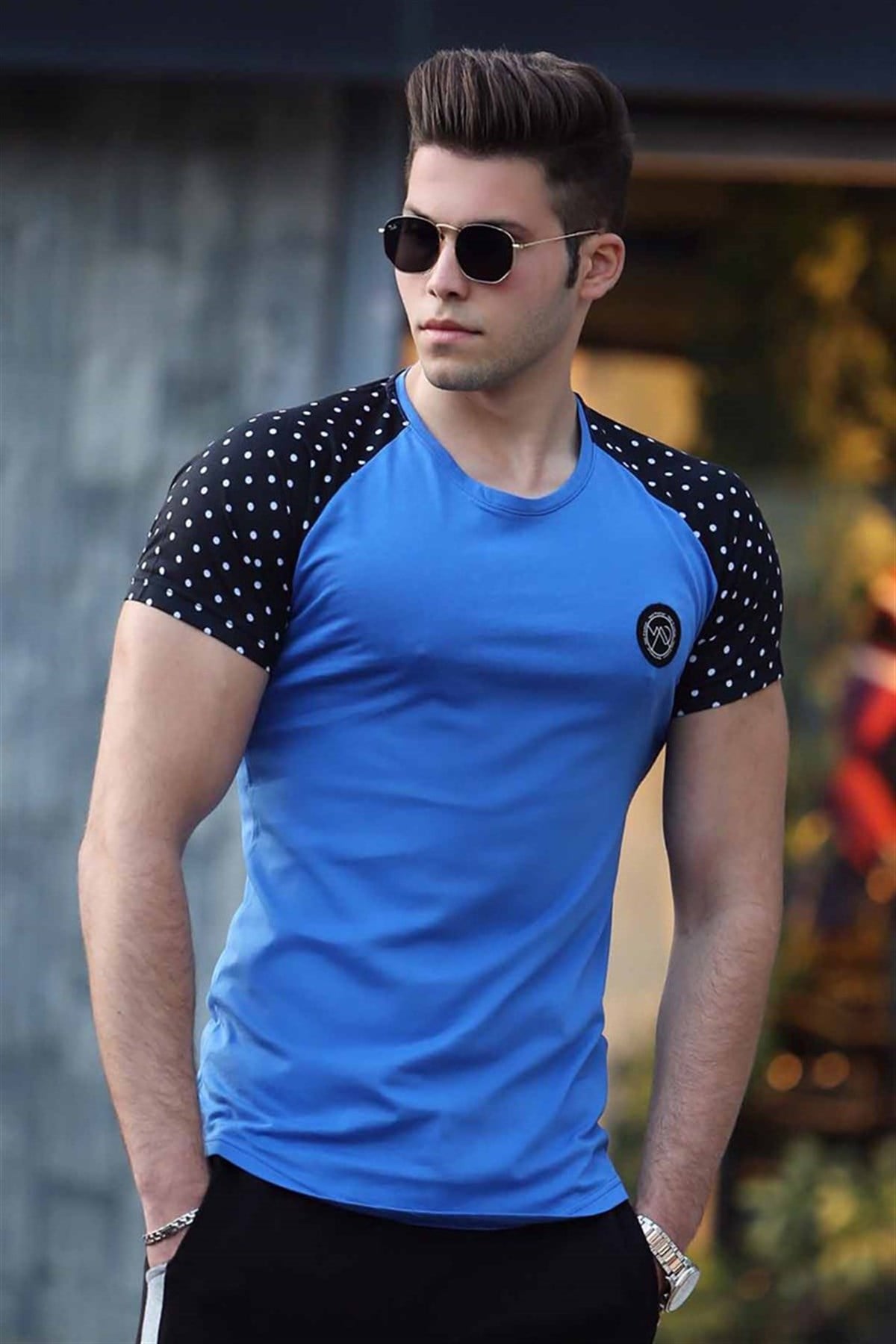 Madmext Blue Basic T-shirt for Men  3011