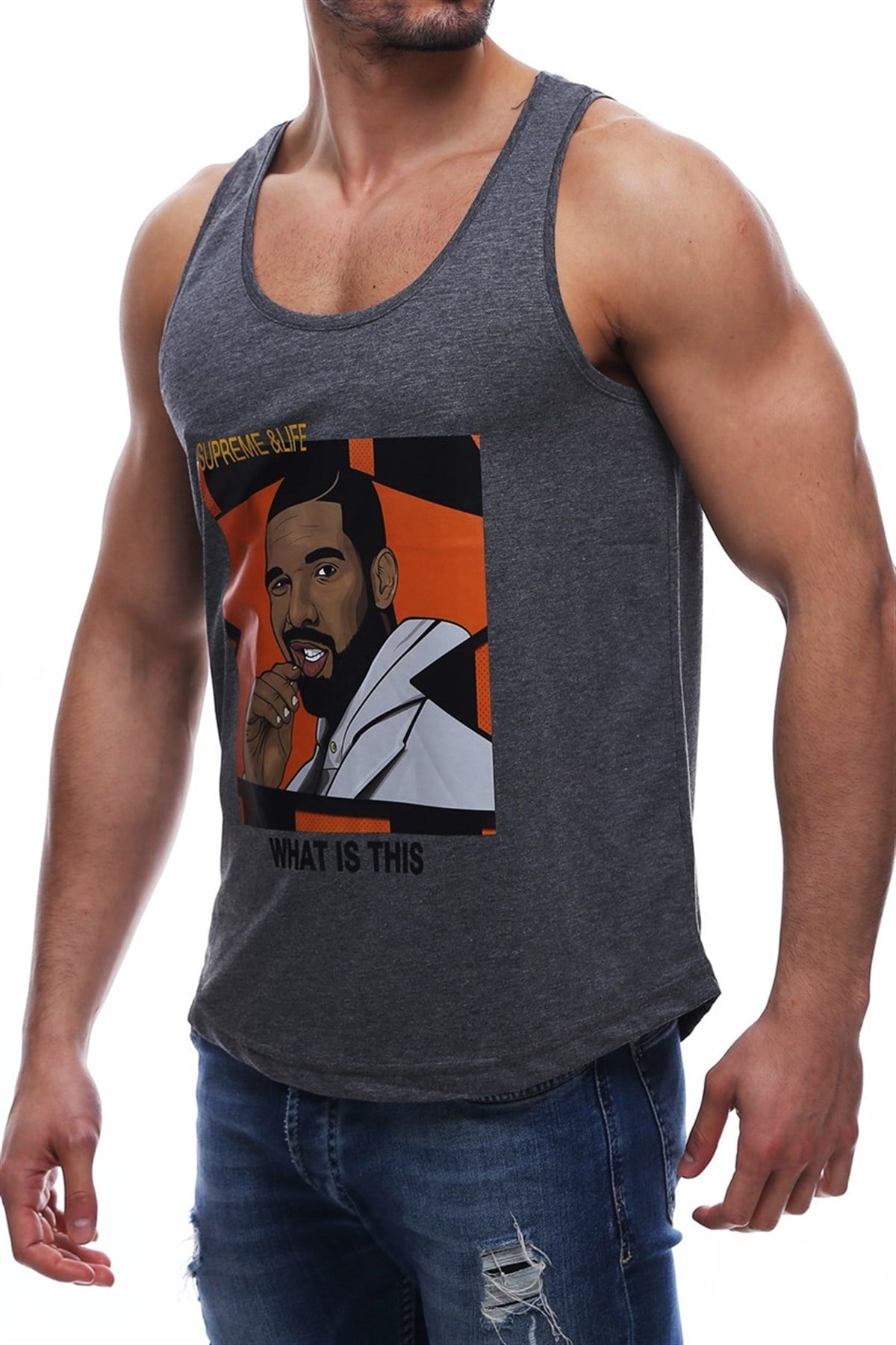 Sleeveless T-Shirt In Printed Smoked 2632