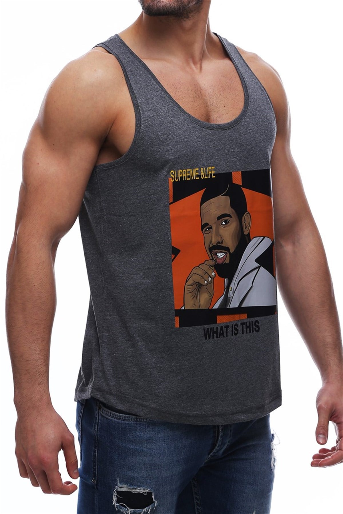 Sleeveless T-Shirt In Printed Smoked 2632