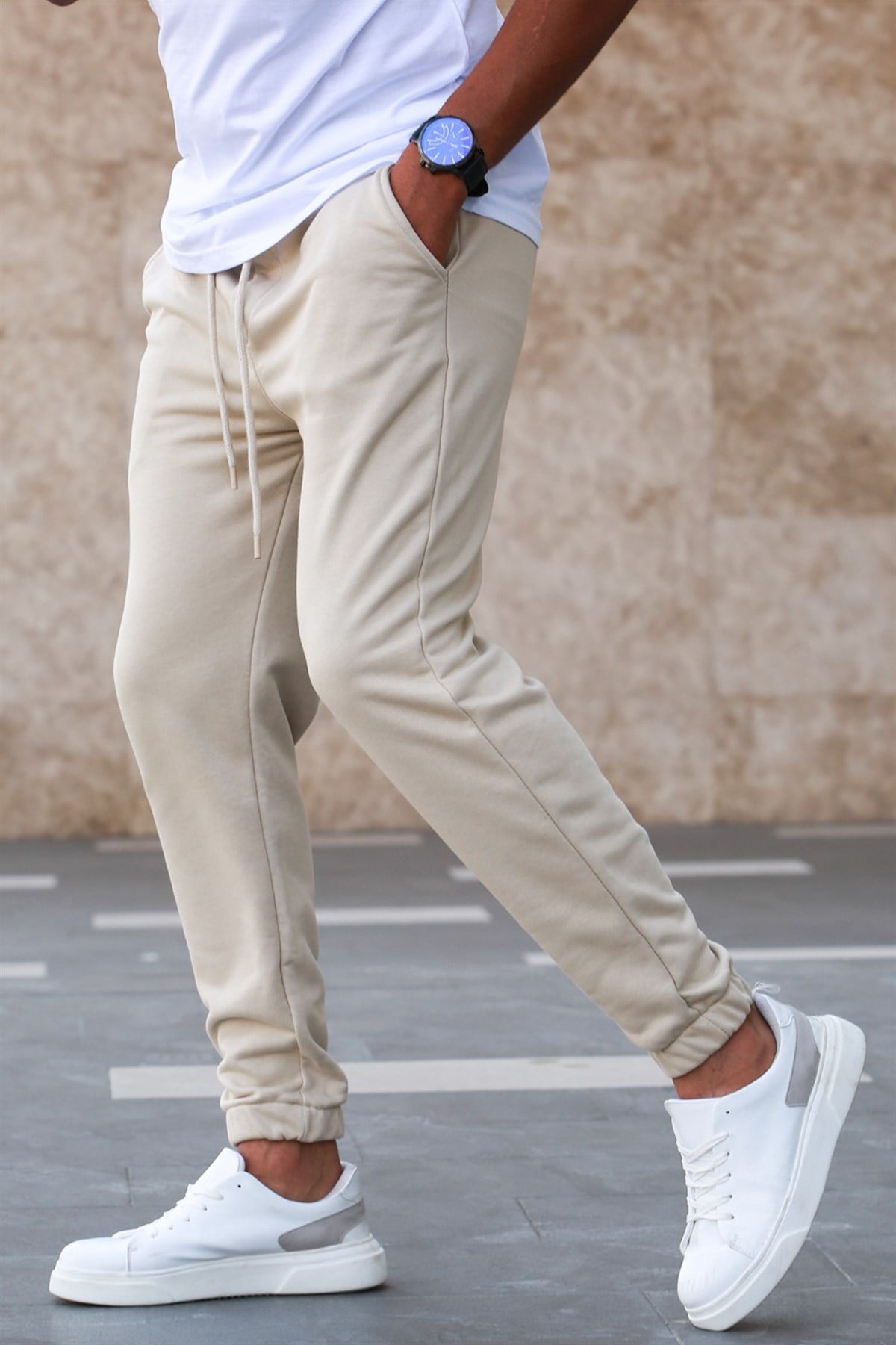 Madmext Bej Basic Eşofman 5424